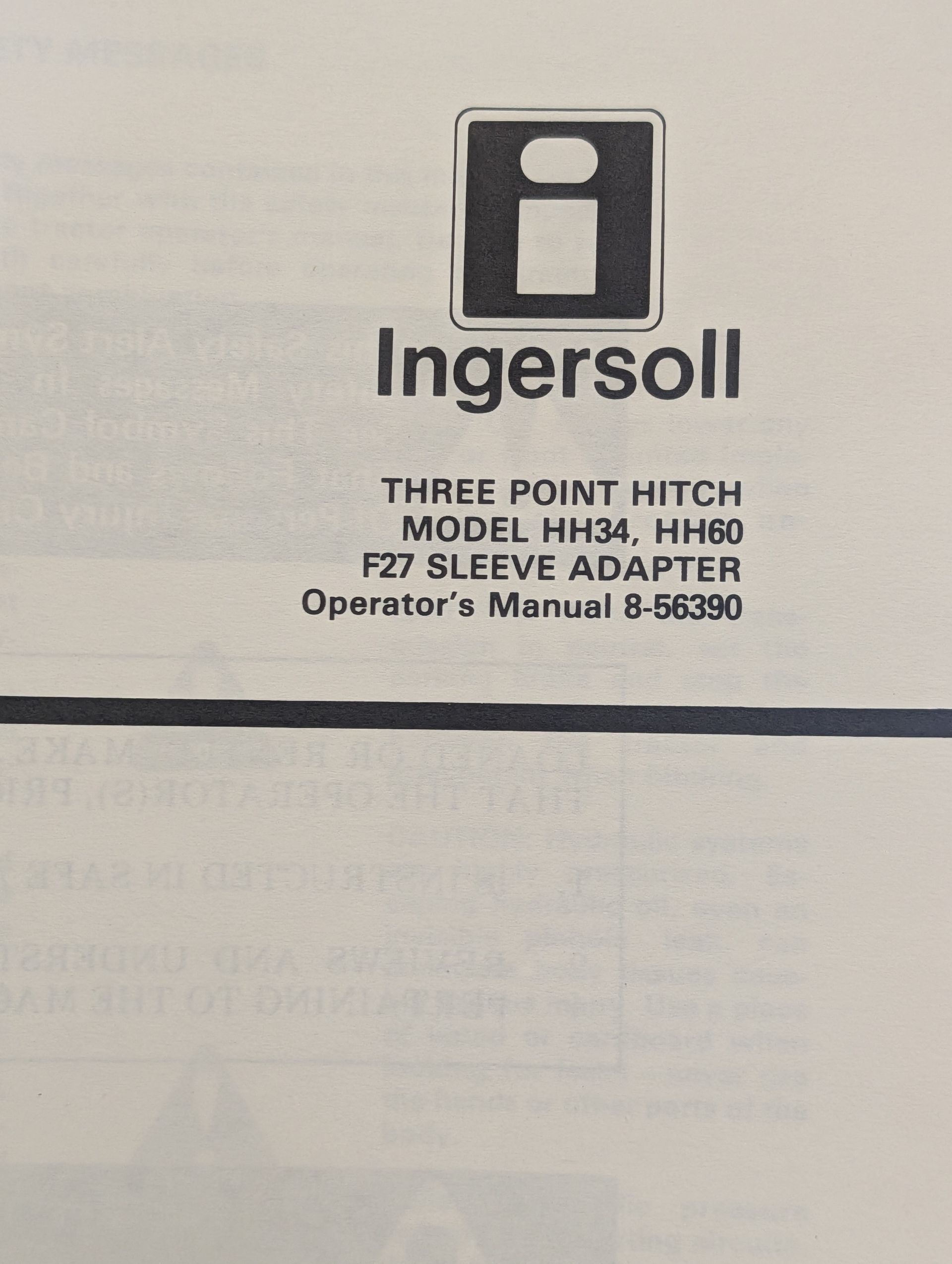 8-56390 OM HH34 THREE POINT HITCH HH60 F27 SLEEVE ADAPTER