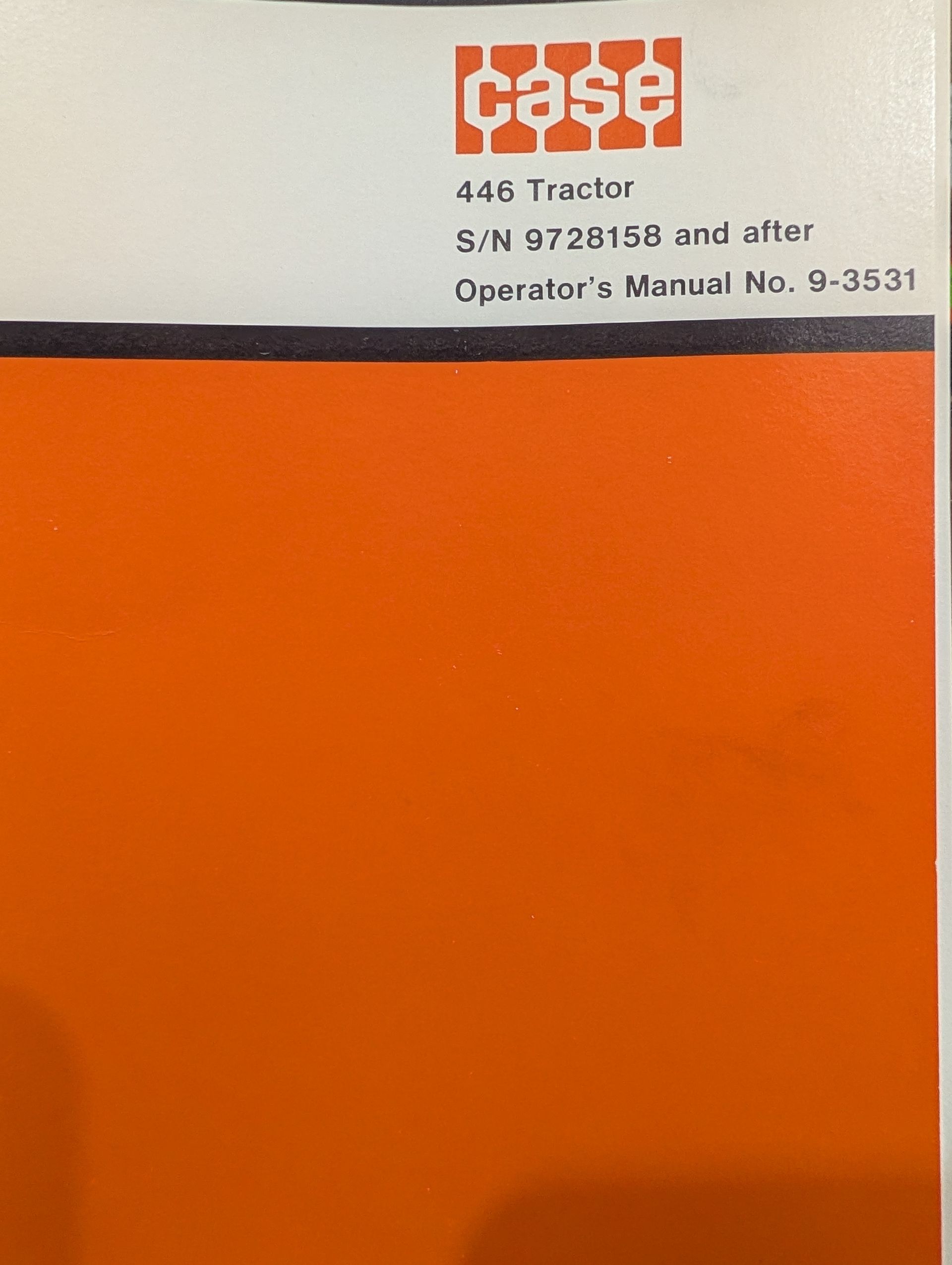9-3531 OM 446 TRACTOR S/N 9728158 AND AFTER