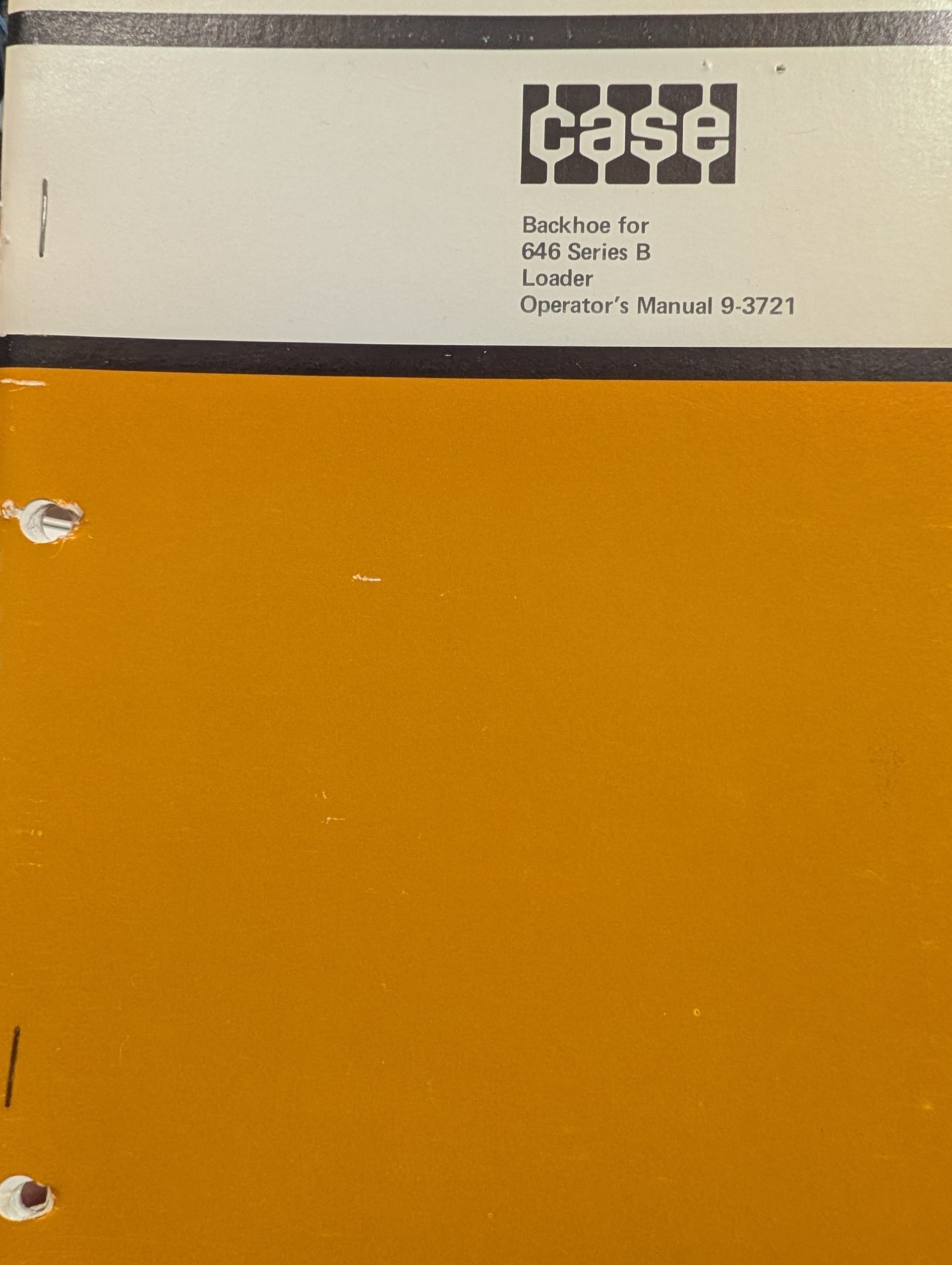 9-3721 OM BACKHOE FOR 646 SERIES B LOADER