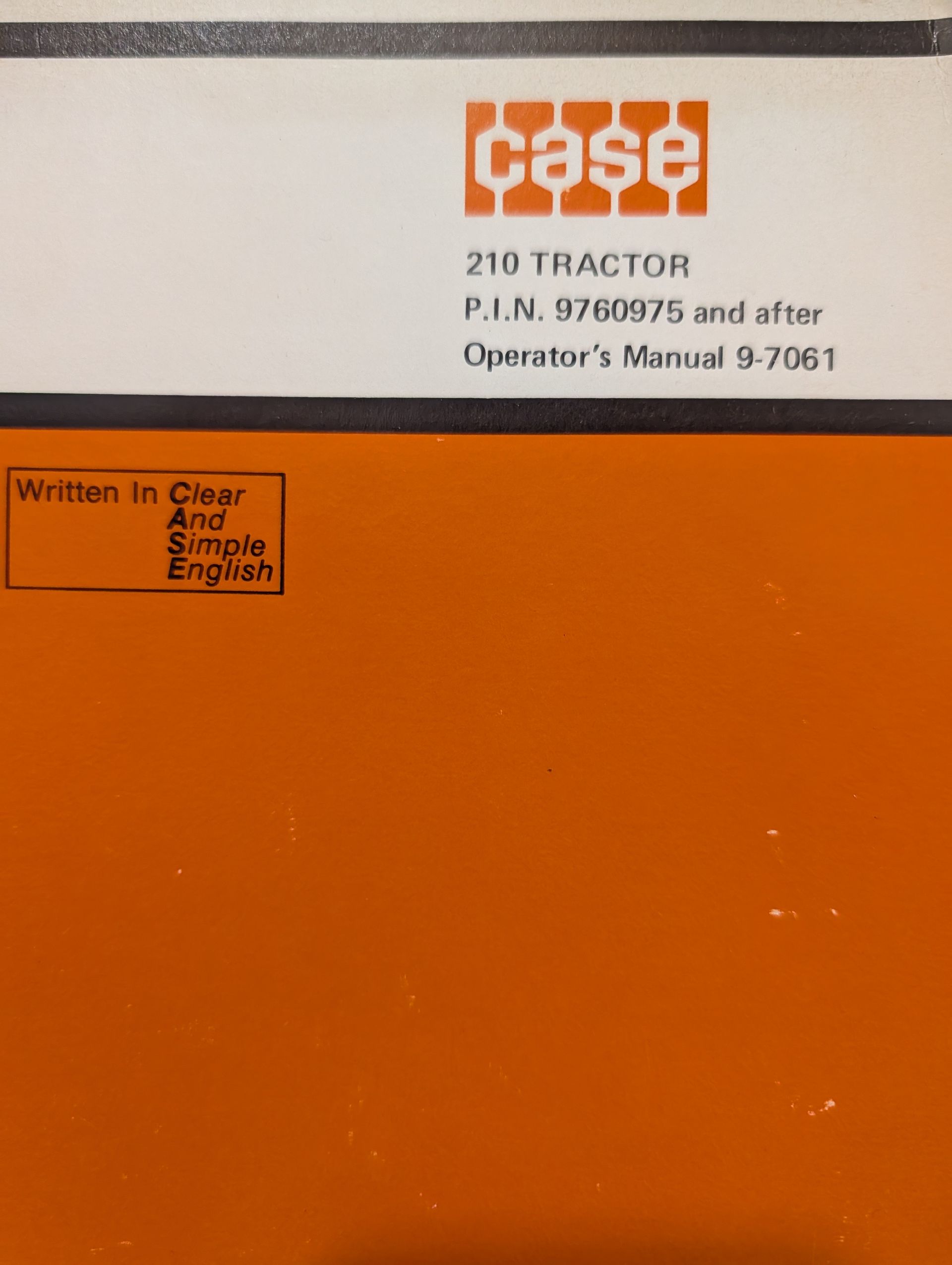 9-7061 OM 210 TRACTOR PIN 9760975 AND AFTER