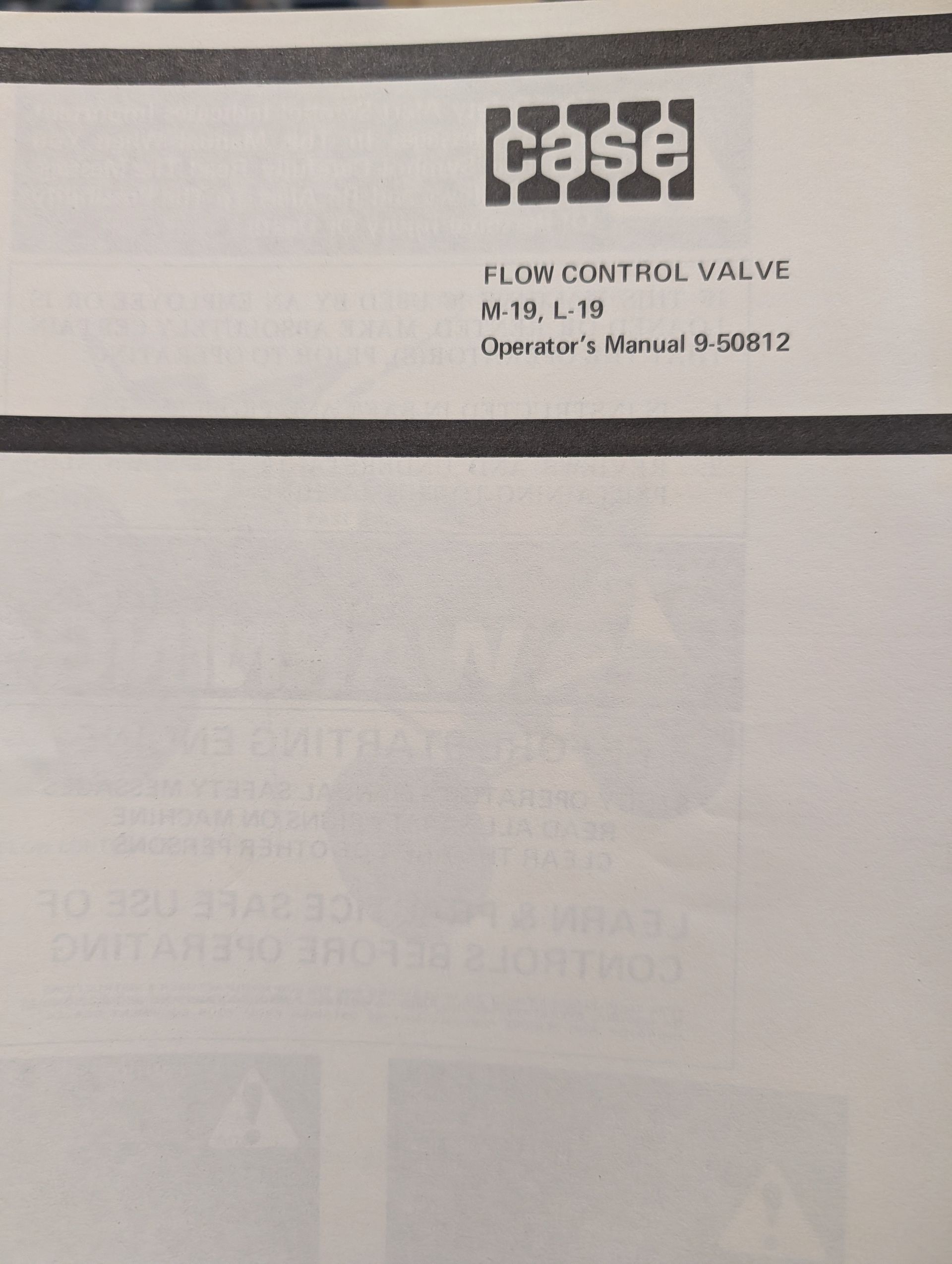 9-50812 OM L19 M19 FLOW CONTROL KIT