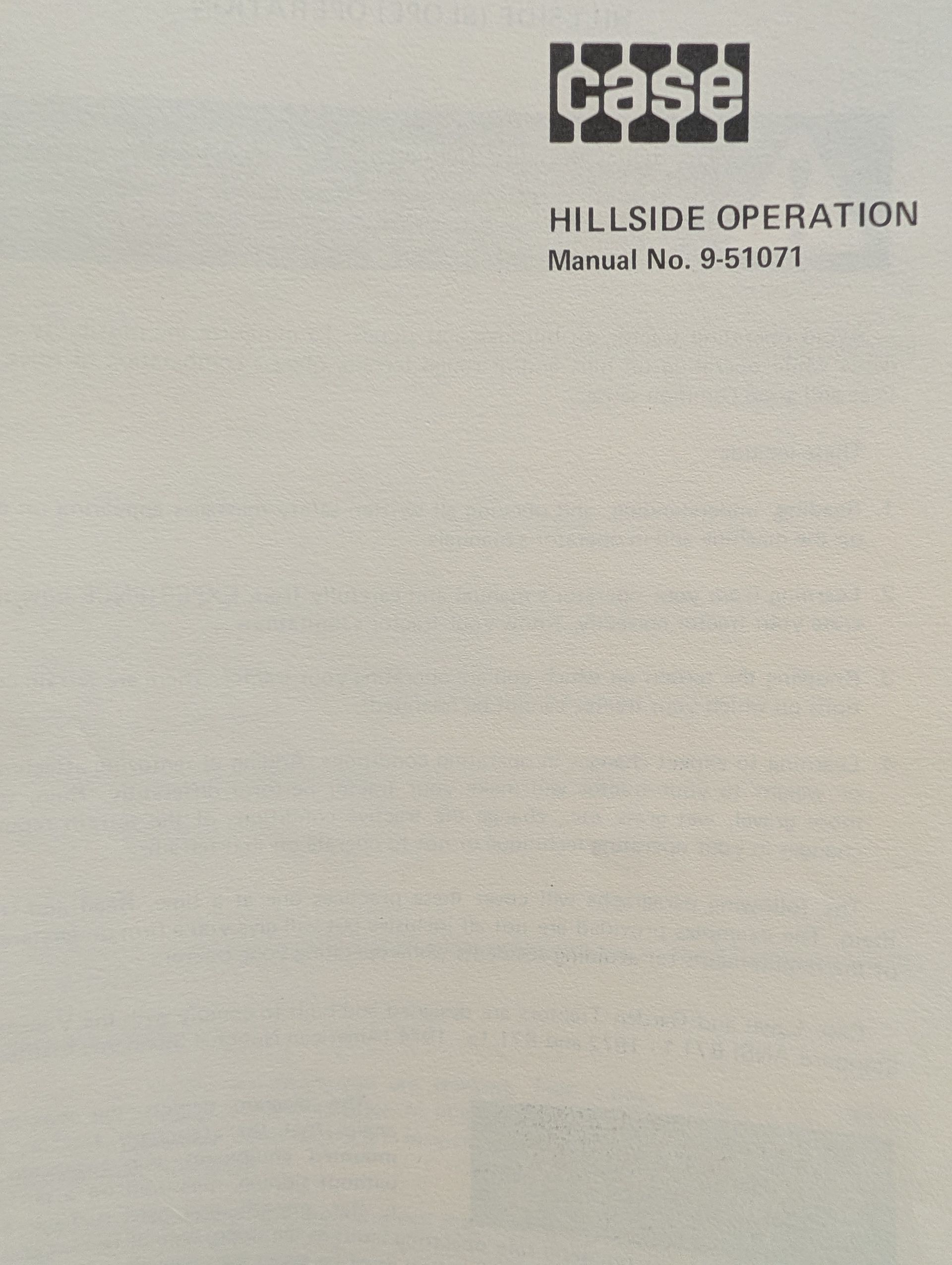 9-51071 OM HILLSIDE OPERATION