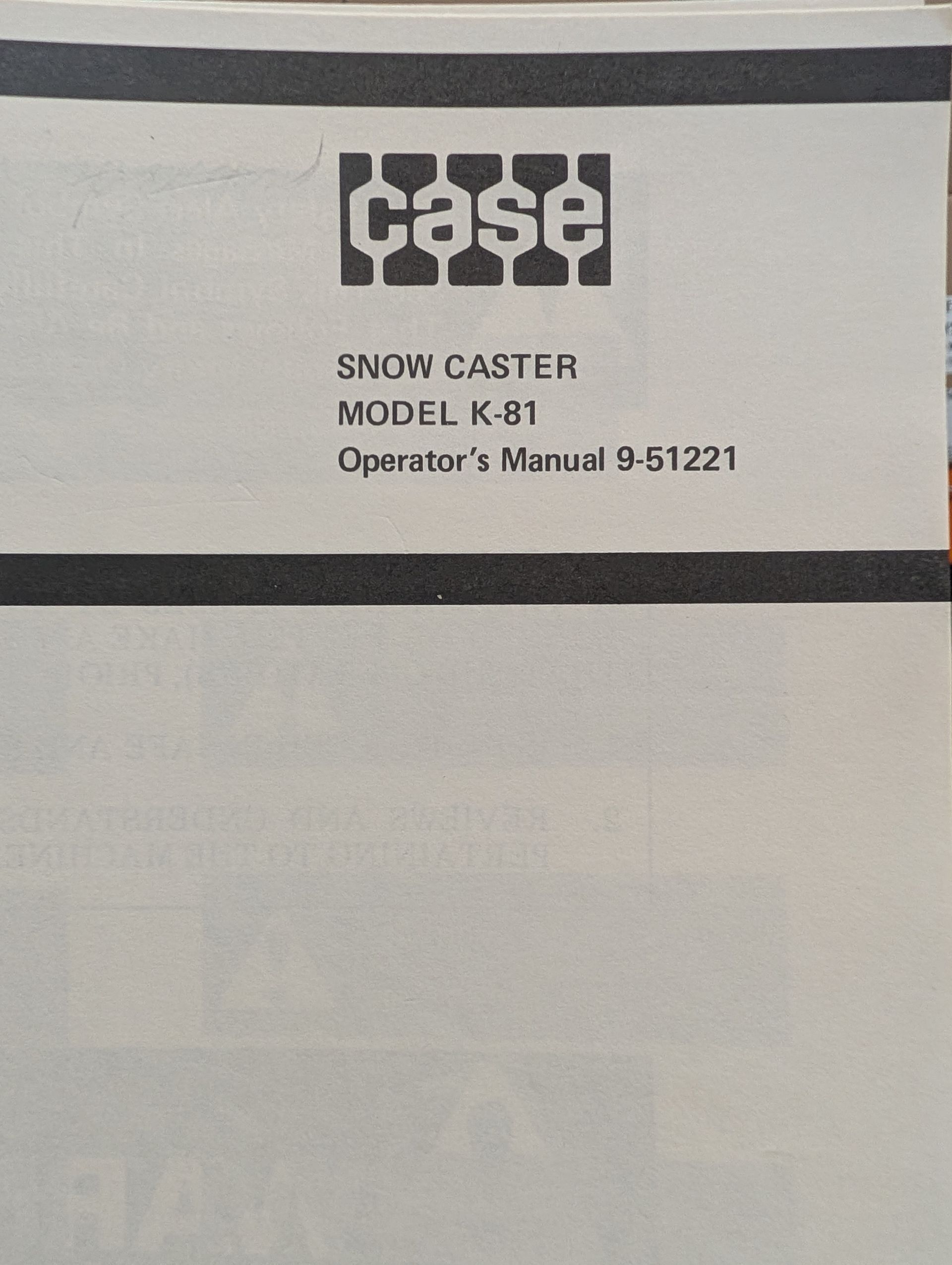 9-51221 OM MODEL K81 K-81 SNOW CASTER