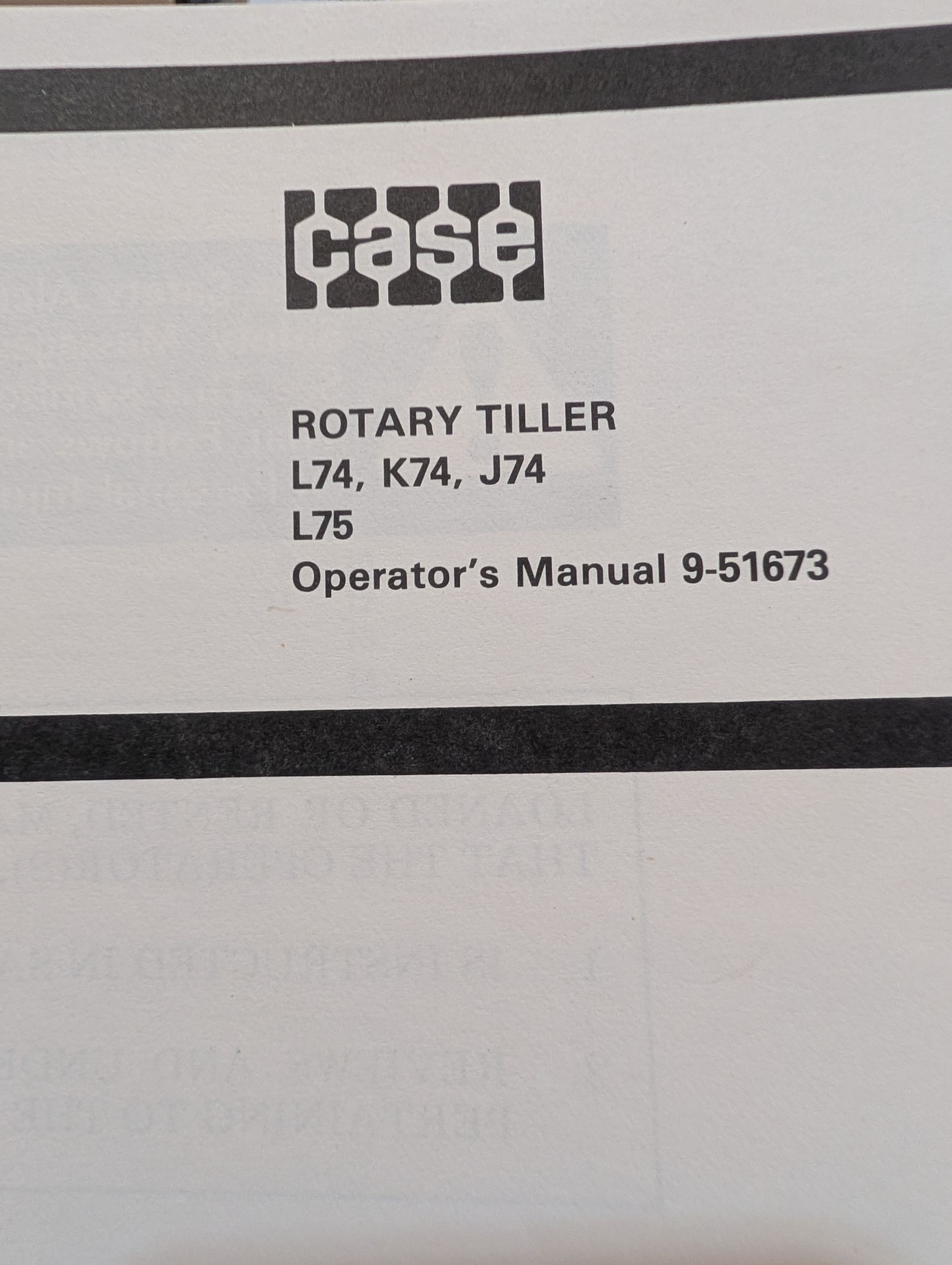 9-51673 OM L74 K74 J74 L75 TILLER