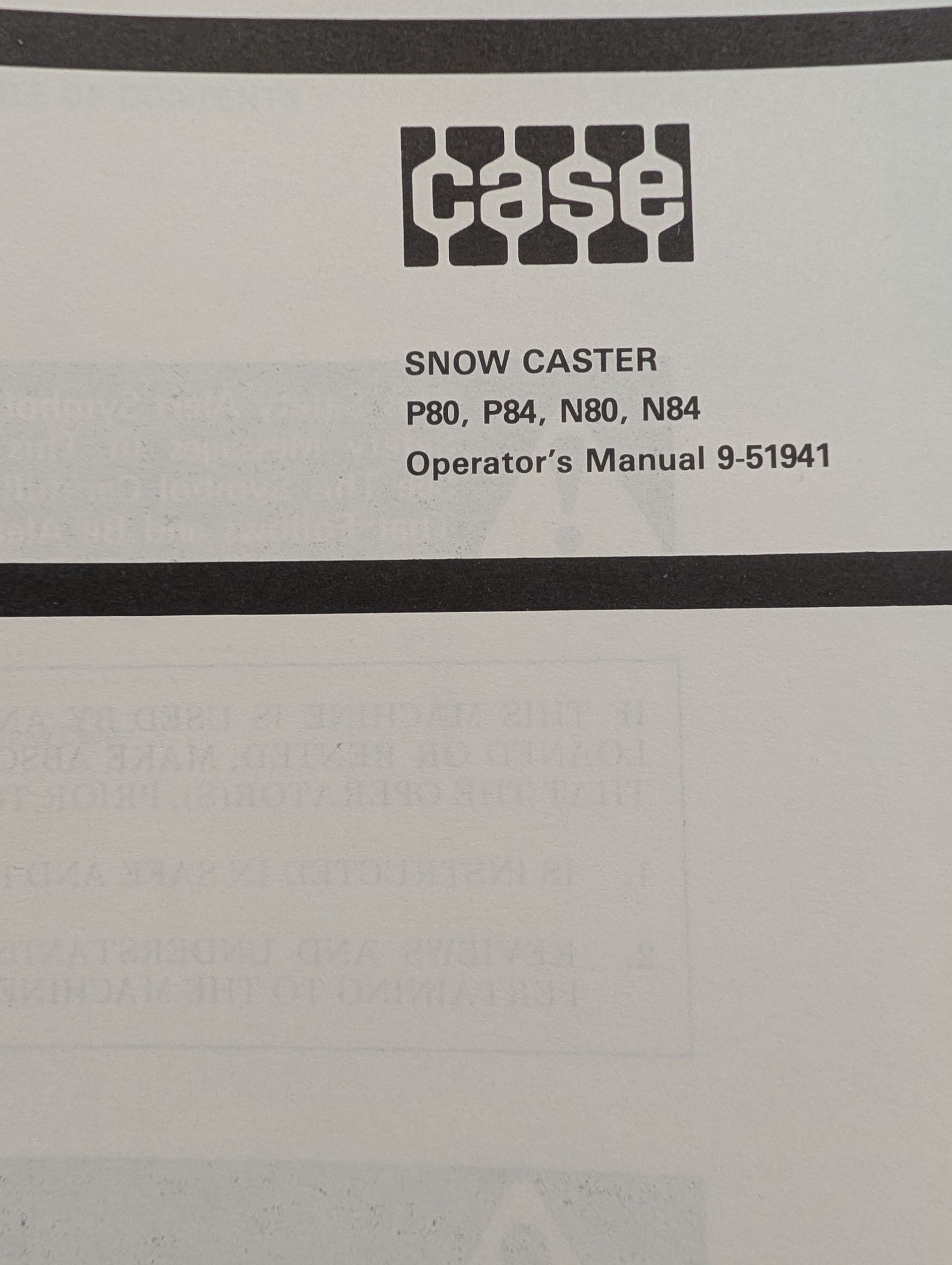 9-51941 OM P80 P84 N80 N84 SNOW CASTER