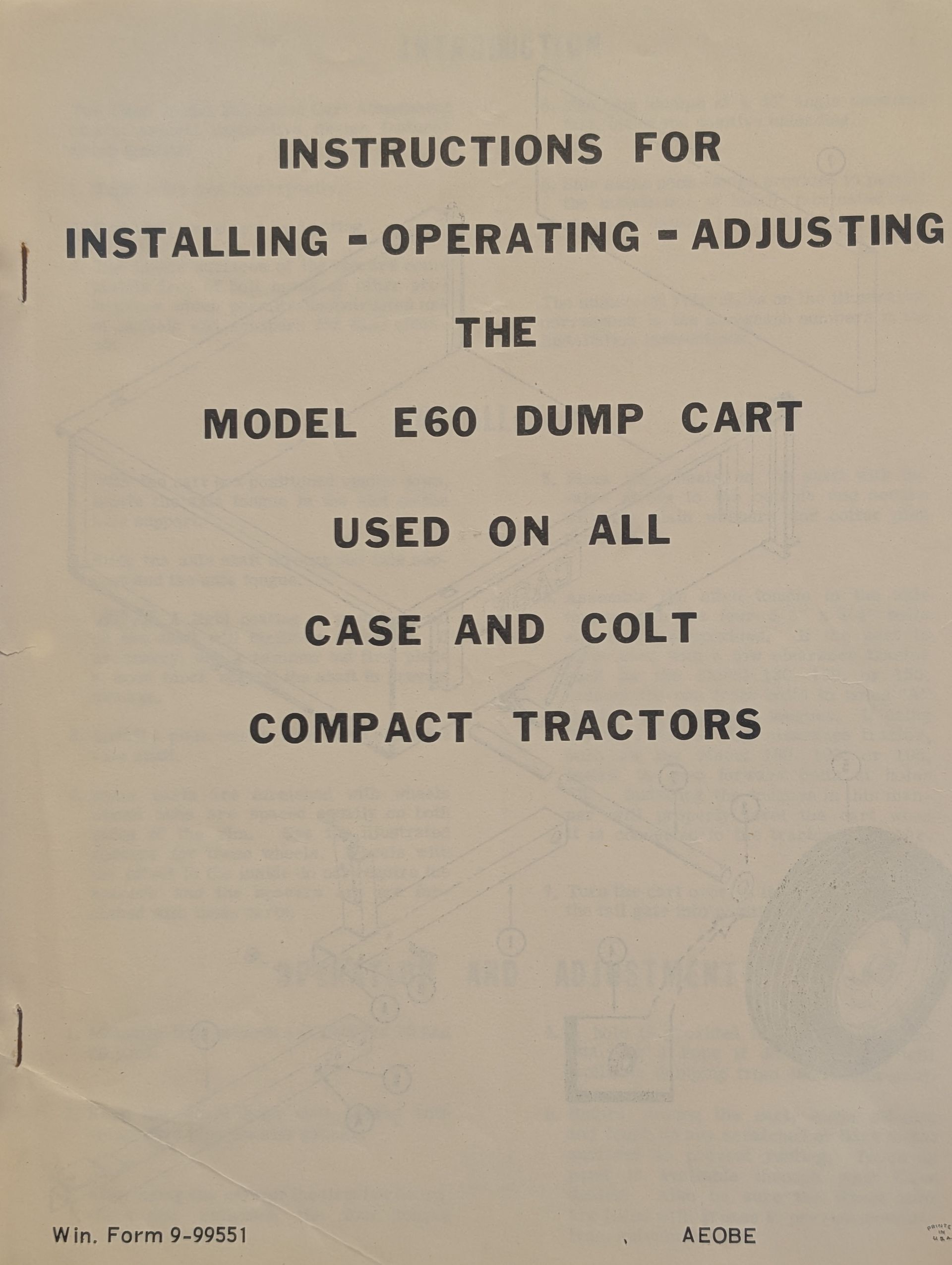 9-99551 OM E60 DUMP CART