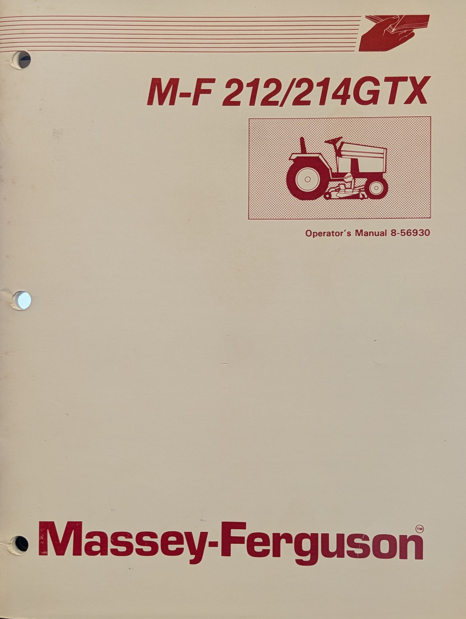 8-56930 OM MF MASSEY FERGUSON 212GTX 214 GTX