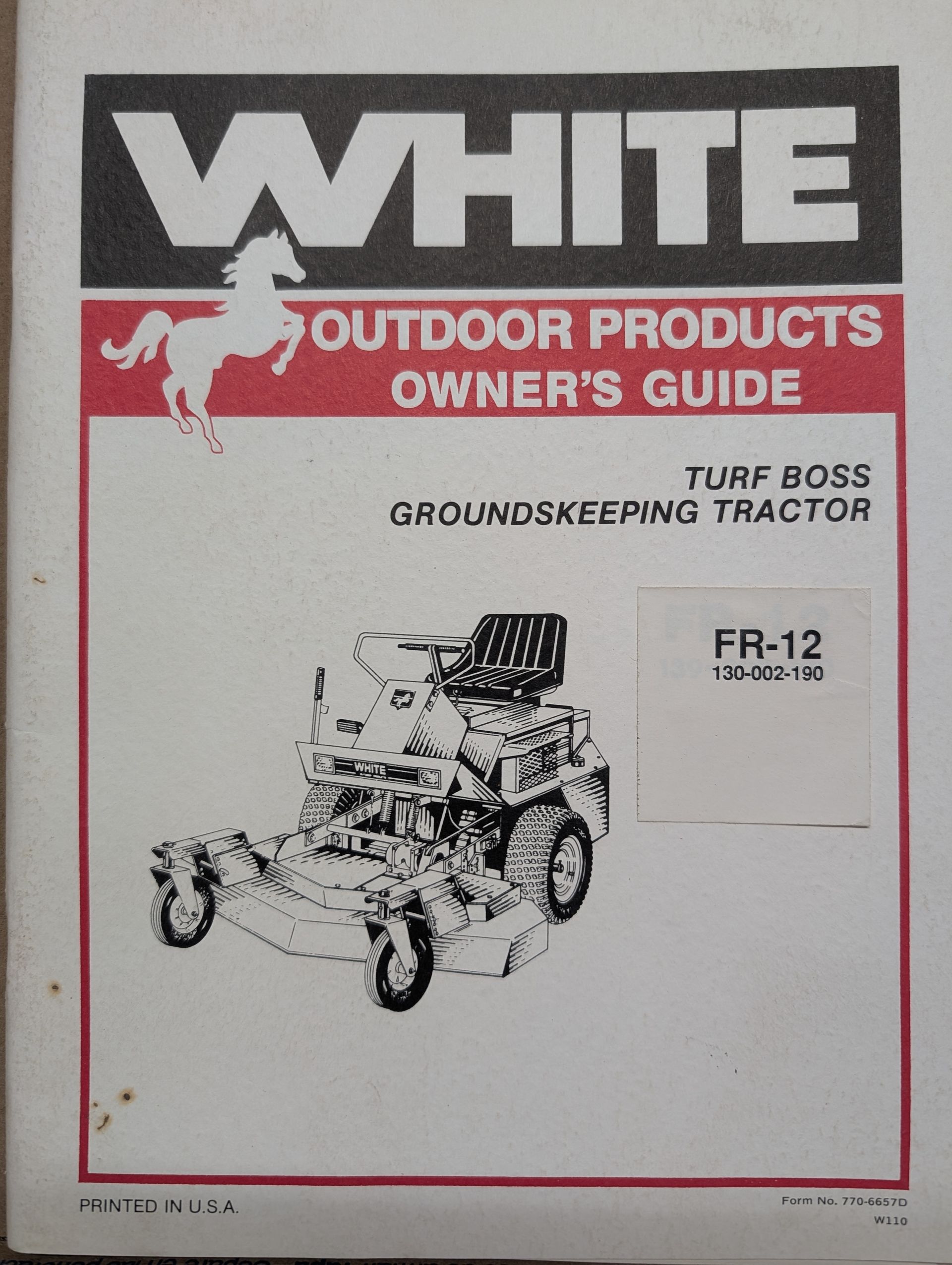 770-6657D WHITE OM PC TURF BOSS FR-12 GROUNDSKEEPING 131-002-190