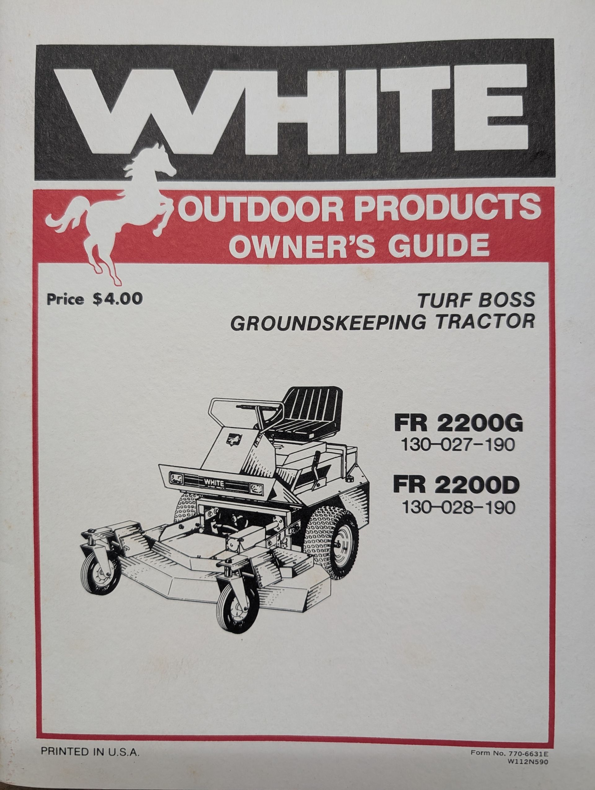 770-6631E OM PC WHITE TURF BOSS FR2200G FR2200D