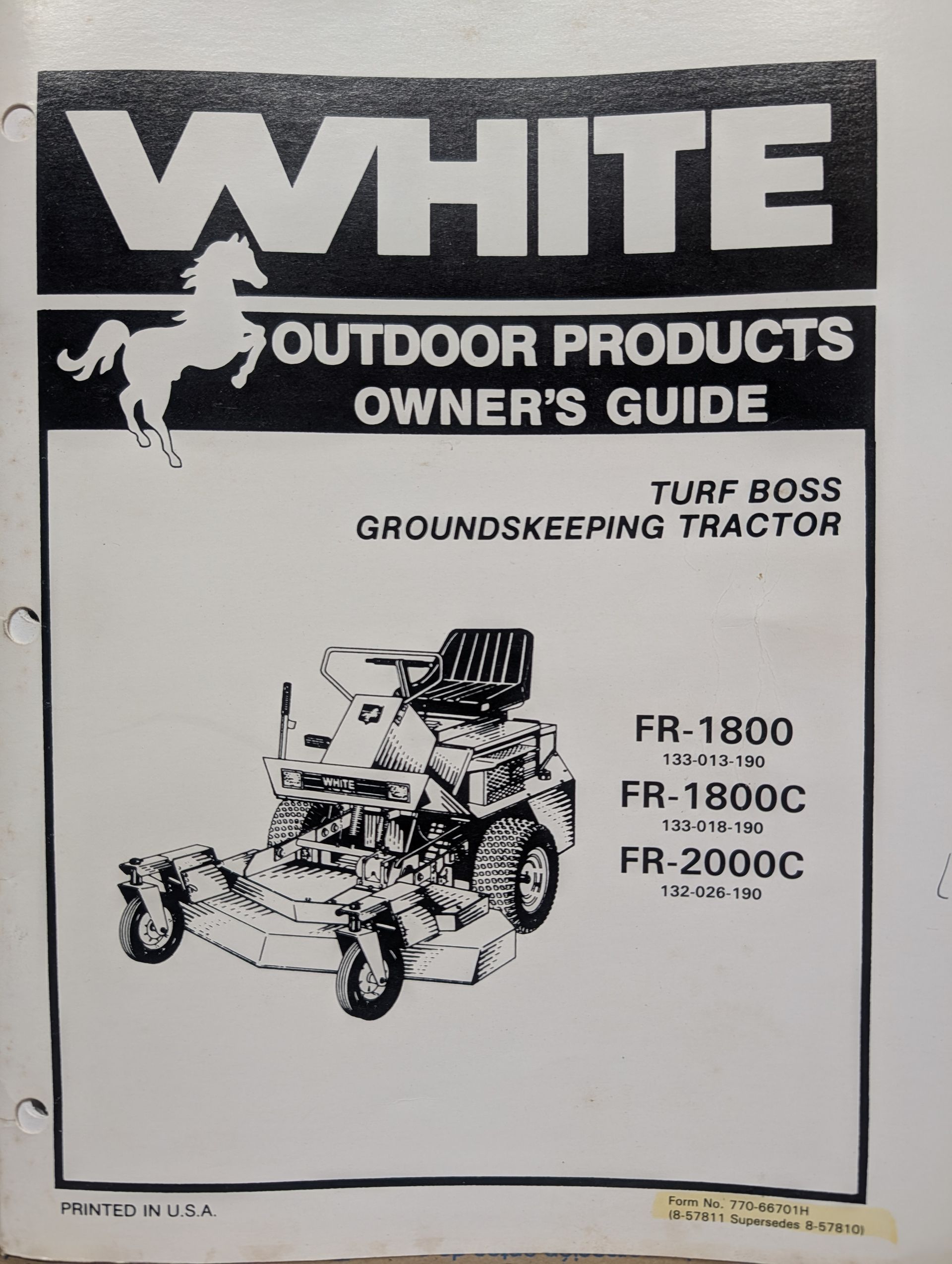 770-66701H OM PC WHITE TURF BOSS FR1800 FR1800C FR2000C
