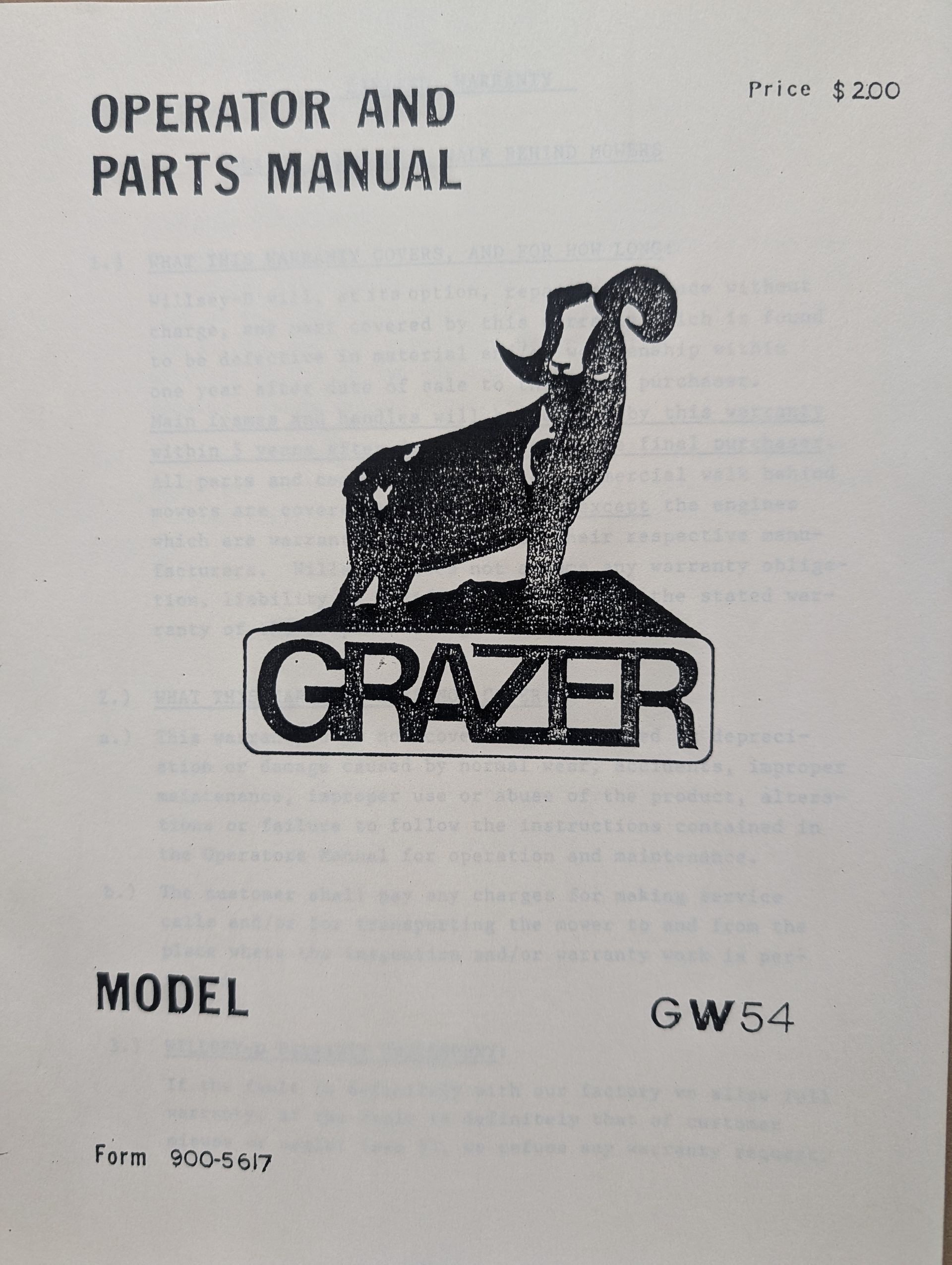 900-5617 OM PC GRAZER GW54