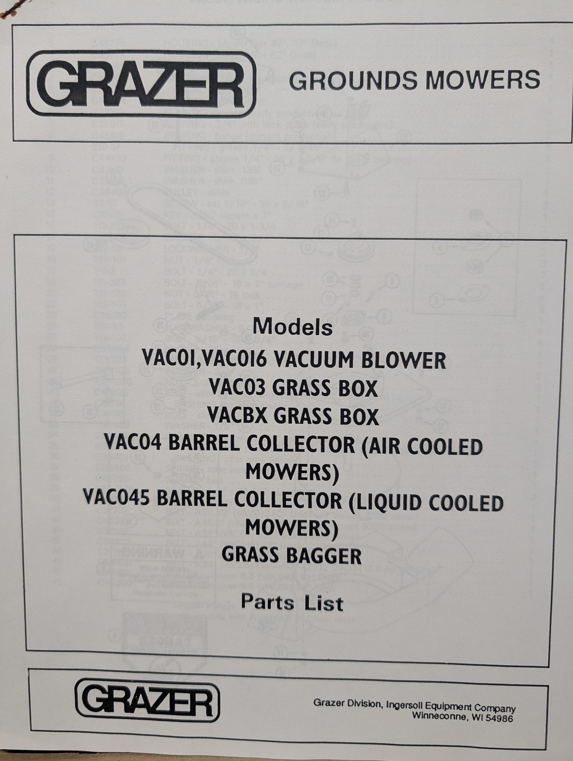 VAC01 VAC016 VAC03 VACBX VAC04 VAC045 GRAZER PC
