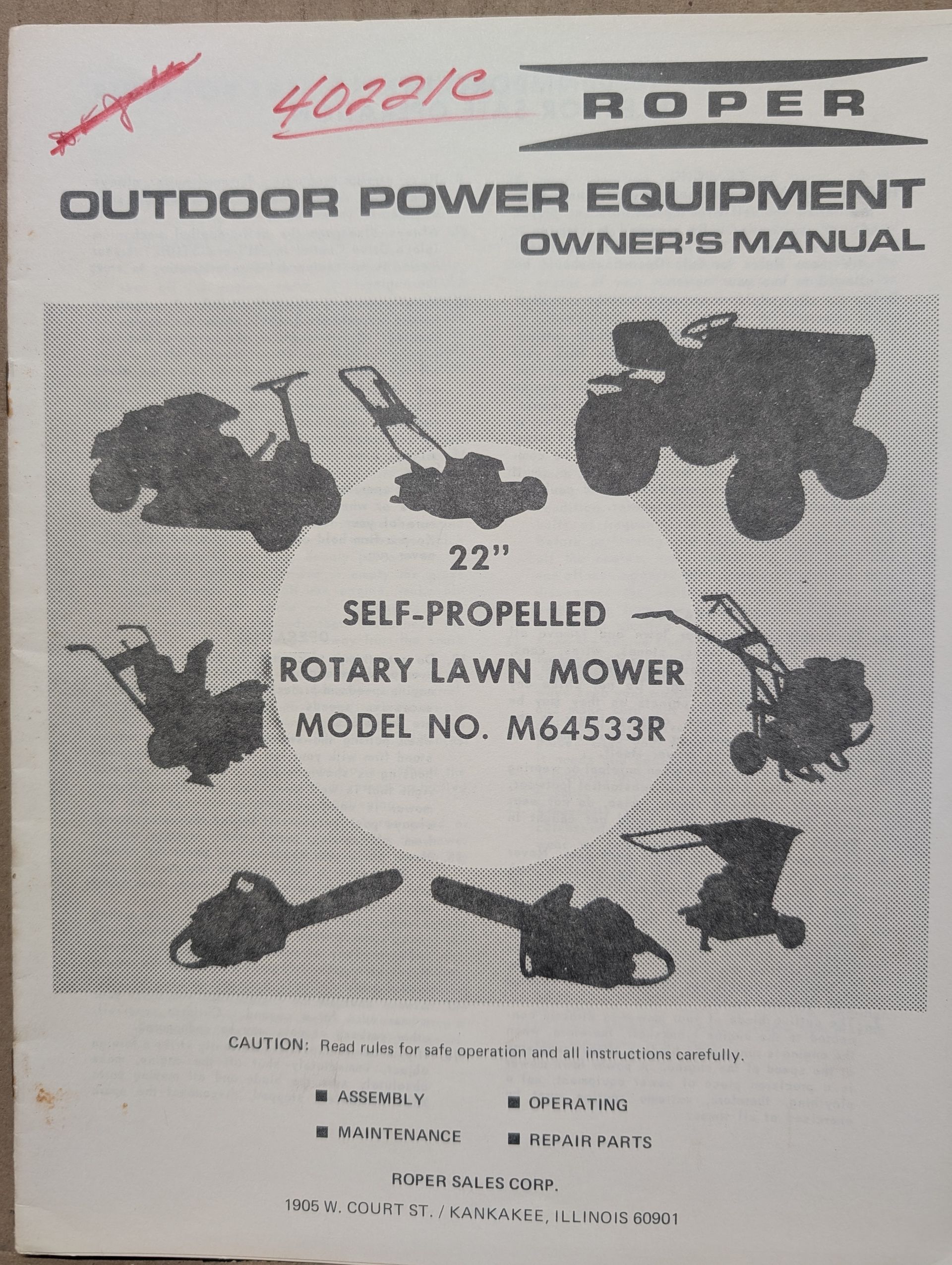 M64533R ROPER OM 22" SELF PROPELLED MOWER