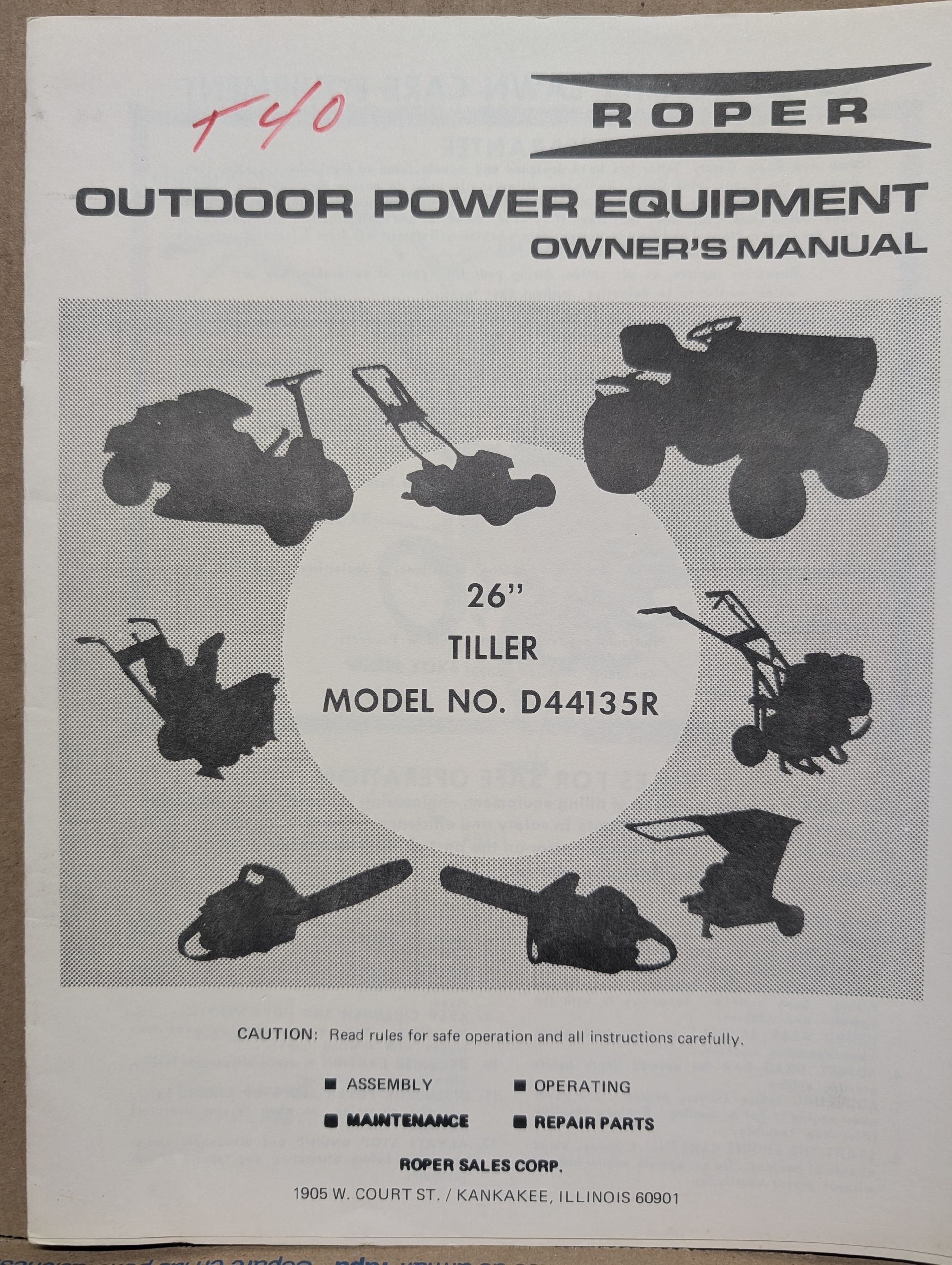 D44135R ROPER 26" TILLER