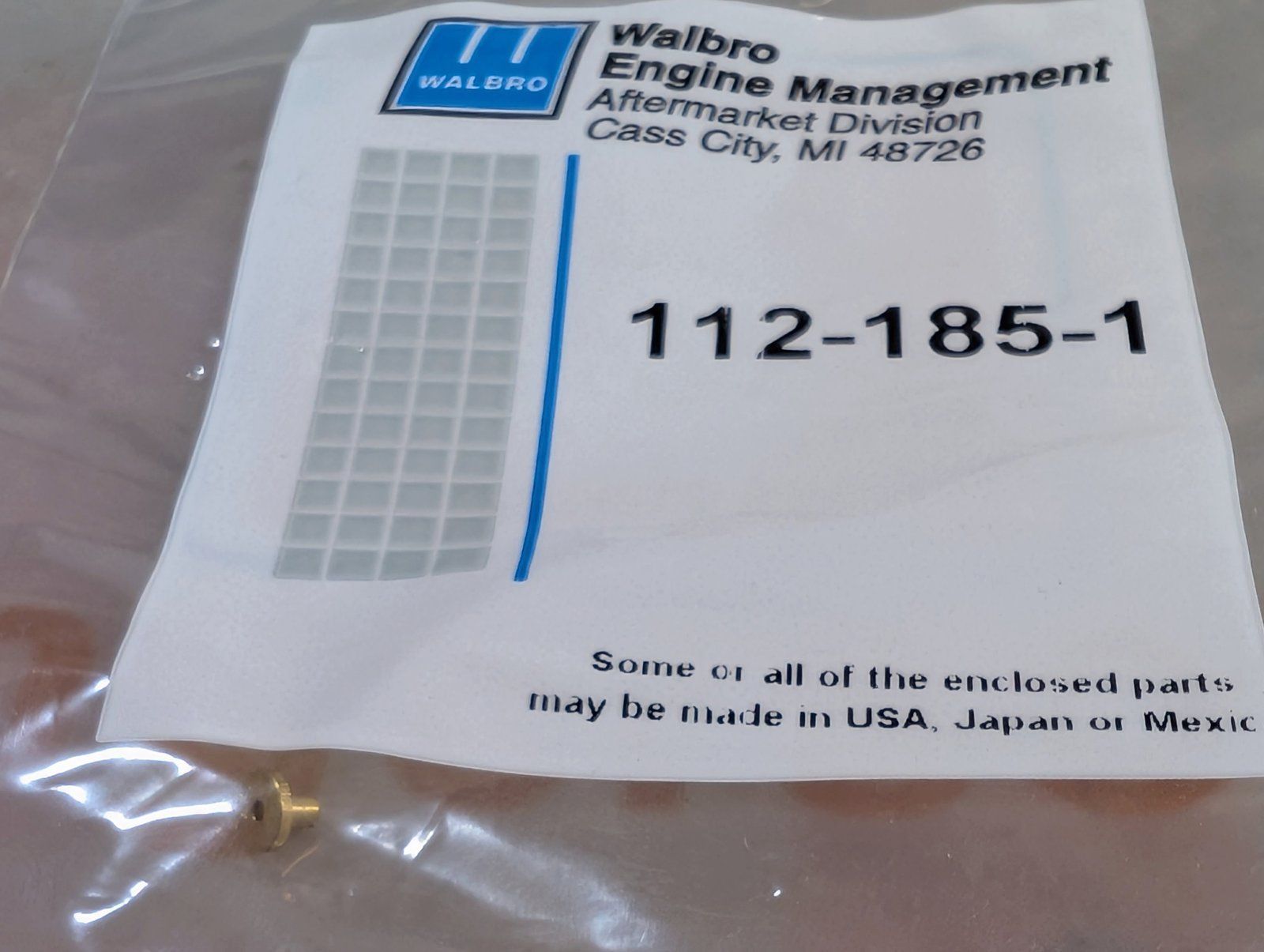 112-185-1 WALBRO JET MAIN FUEL - Ingersoll/Case Tractor Part