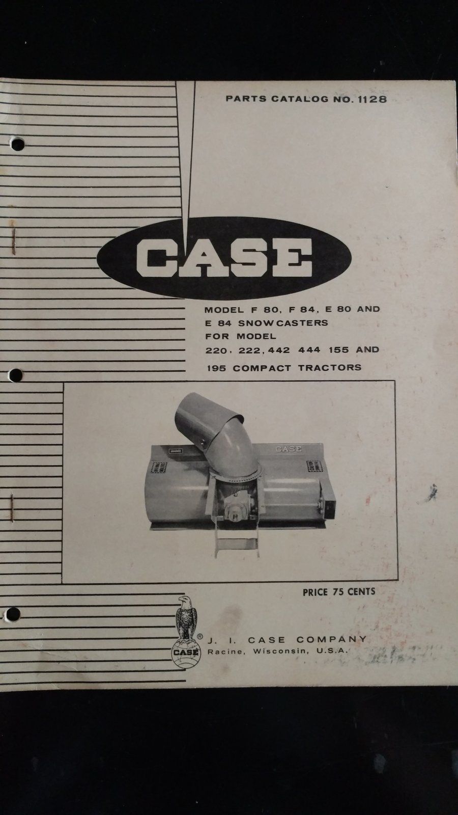 1128 PC F80 F84 E80 E84 SNOWCASTER - Ingersoll/Case Tractor Part
