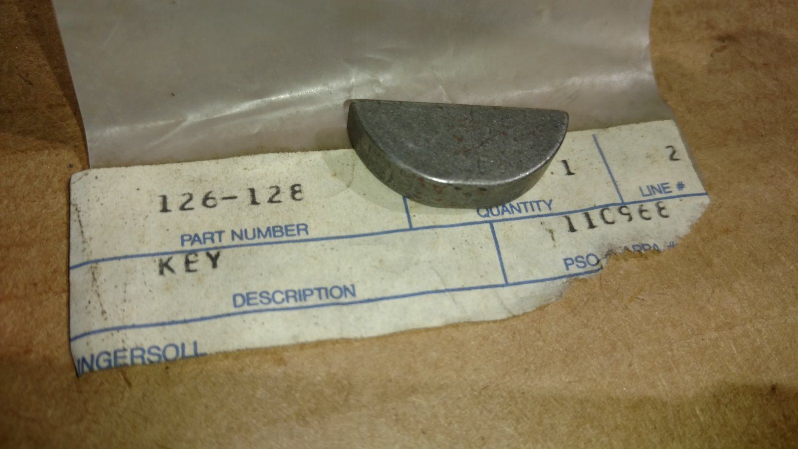 126-128 KEY - WOODRUFF 1/4 X 1-1/8 HT - Ingersoll/Case Tractor Part