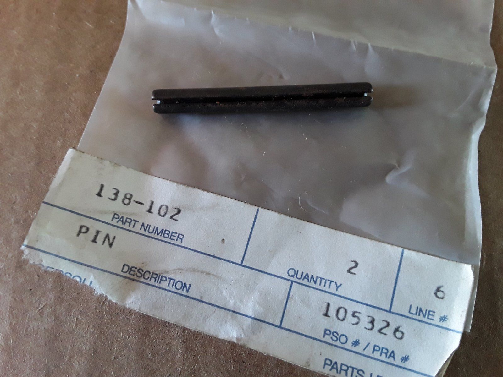 138-102 ROLL PIN - Ingersoll/Case Tractor Part