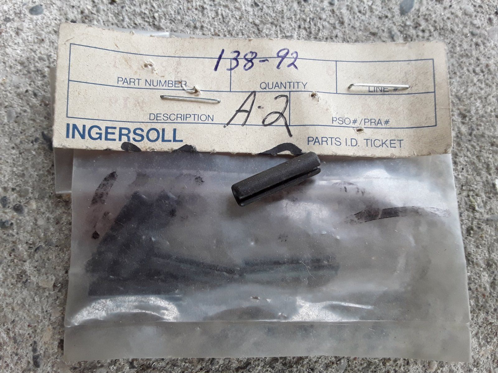 138-92 PIN - ROLL 3/16 X .750 PLAIN (A - Ingersoll/Case Tractor Part