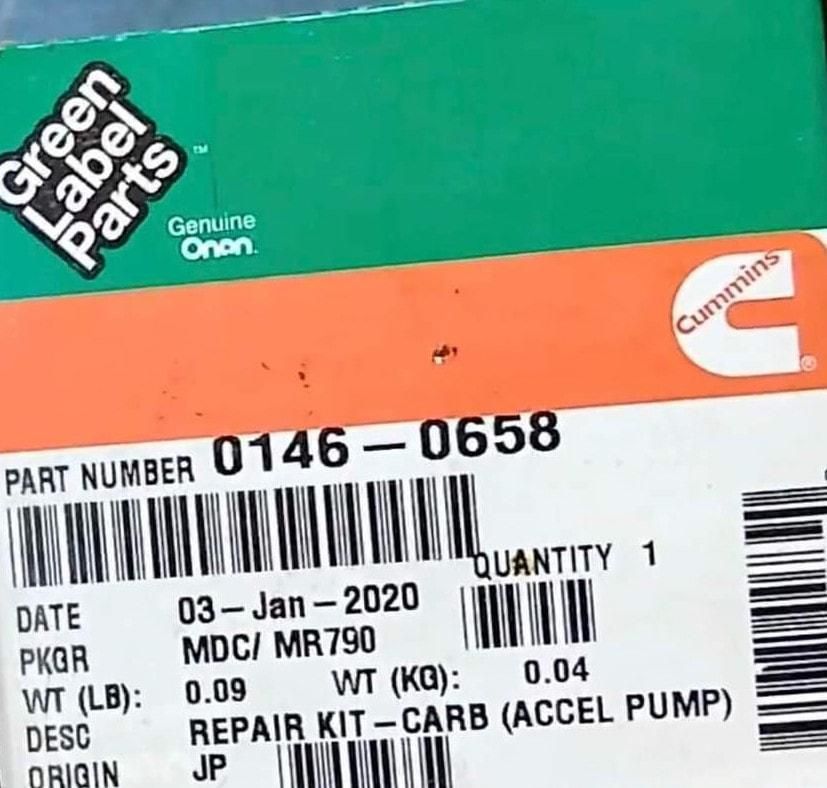 146-0658 ONAN ACCELERATOR PUMP REPAIR KIT 146-0649 - Ingersoll/Case Tractor Part
