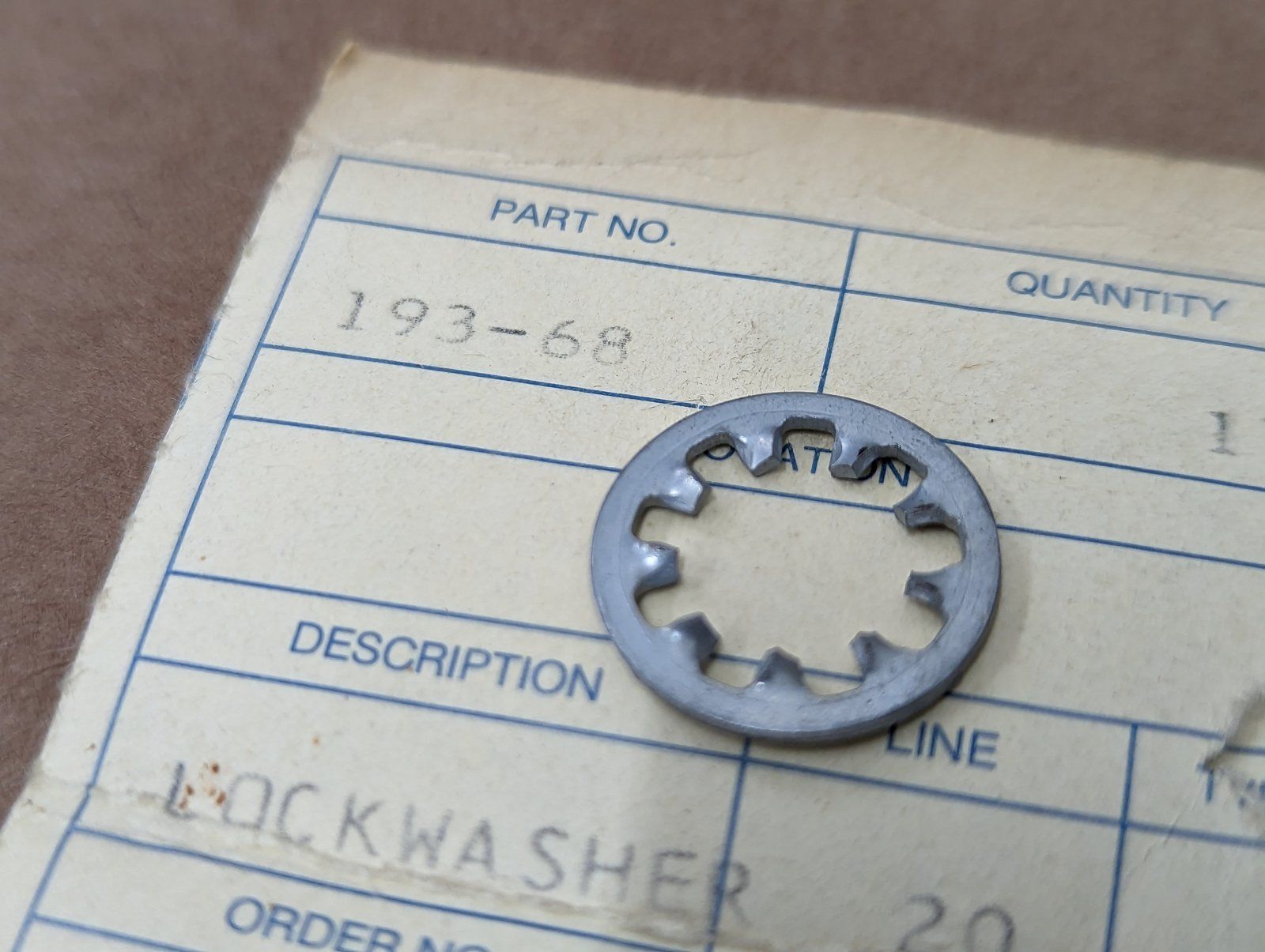 193-68 WASHER LOCK 3/8 INTERNAL TOOTH - Ingersoll/Case Tractor Part