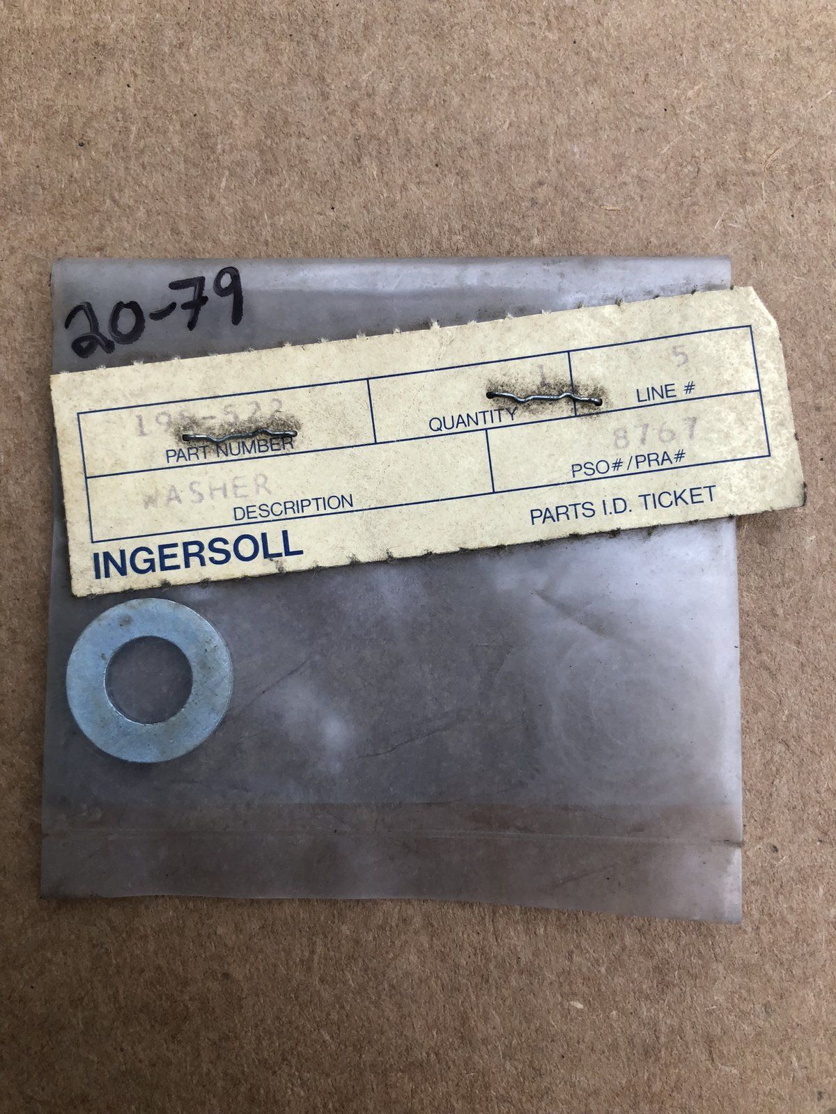 20-79 PACKET(Q-10) 195-522 WASHER .375 X .734(S) - Ingersoll/Case Tractor Part