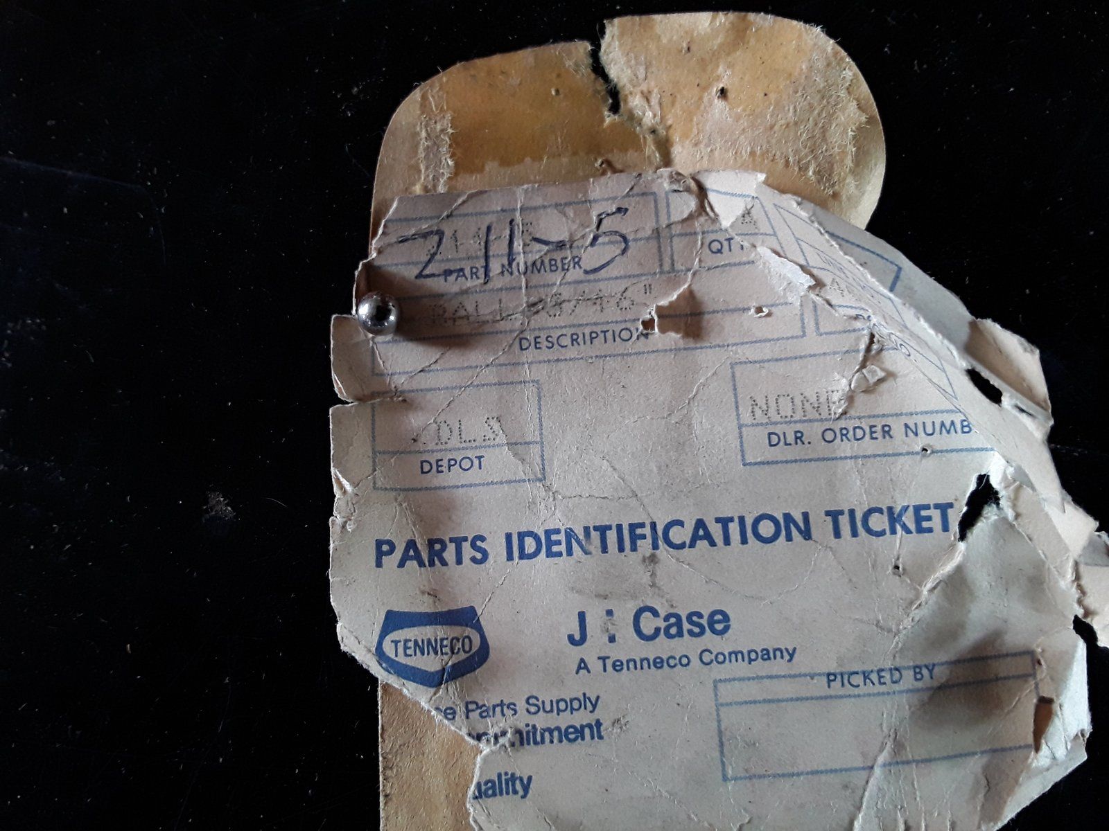 211-5 BALL - 3/16 STEEL - Ingersoll/Case Tractor Part