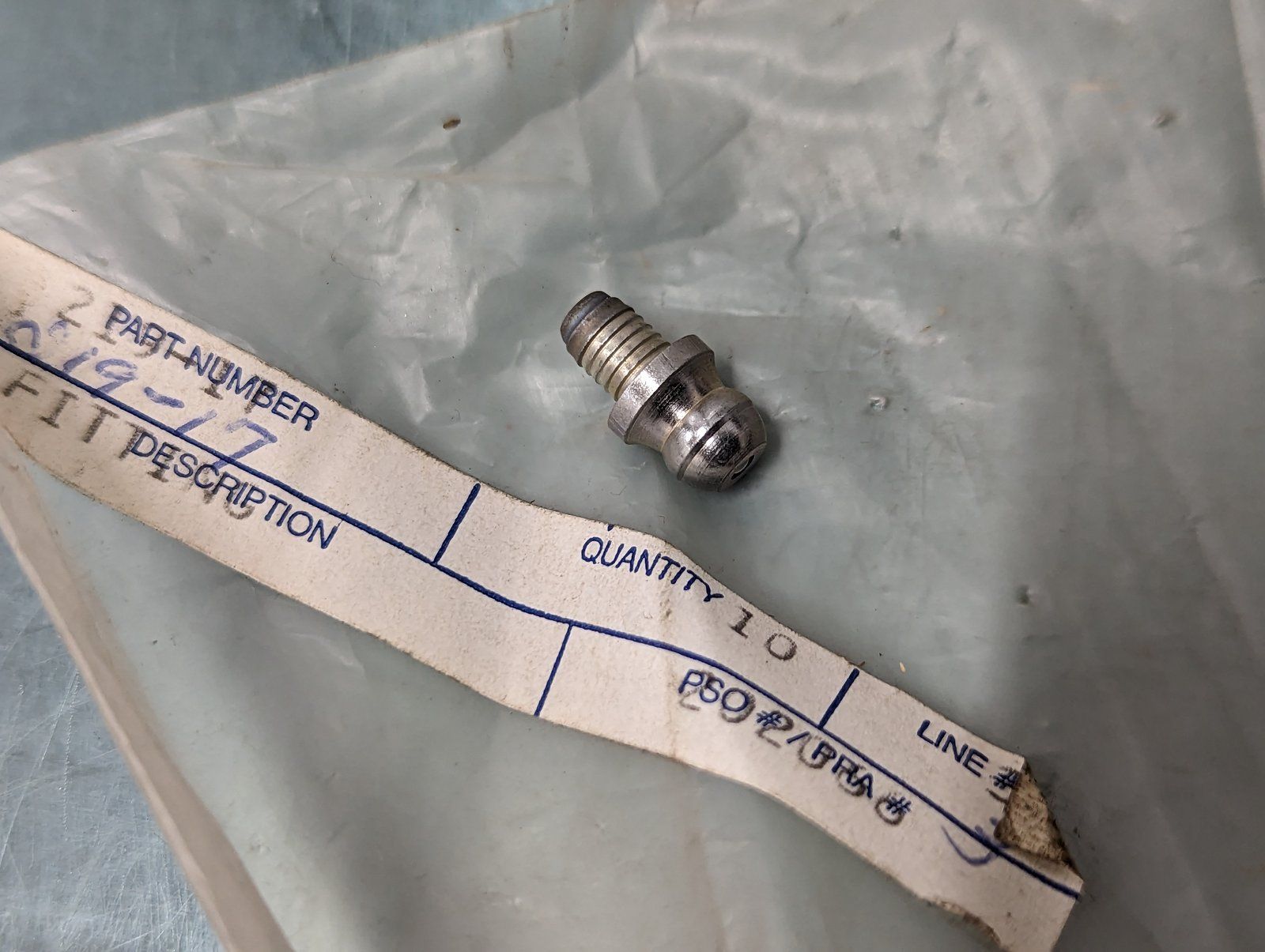 219-17 GREASE ZERK STR 3/16 DRIVE ON - Ingersoll/Case Tractor Part