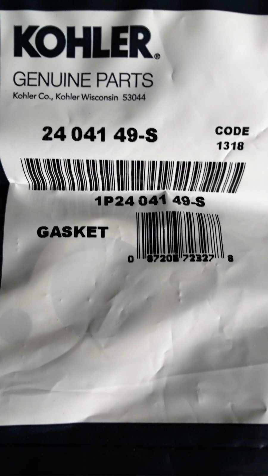 2404149S GASKET EXHAUST KOHLER - Ingersoll/Case Tractor Part