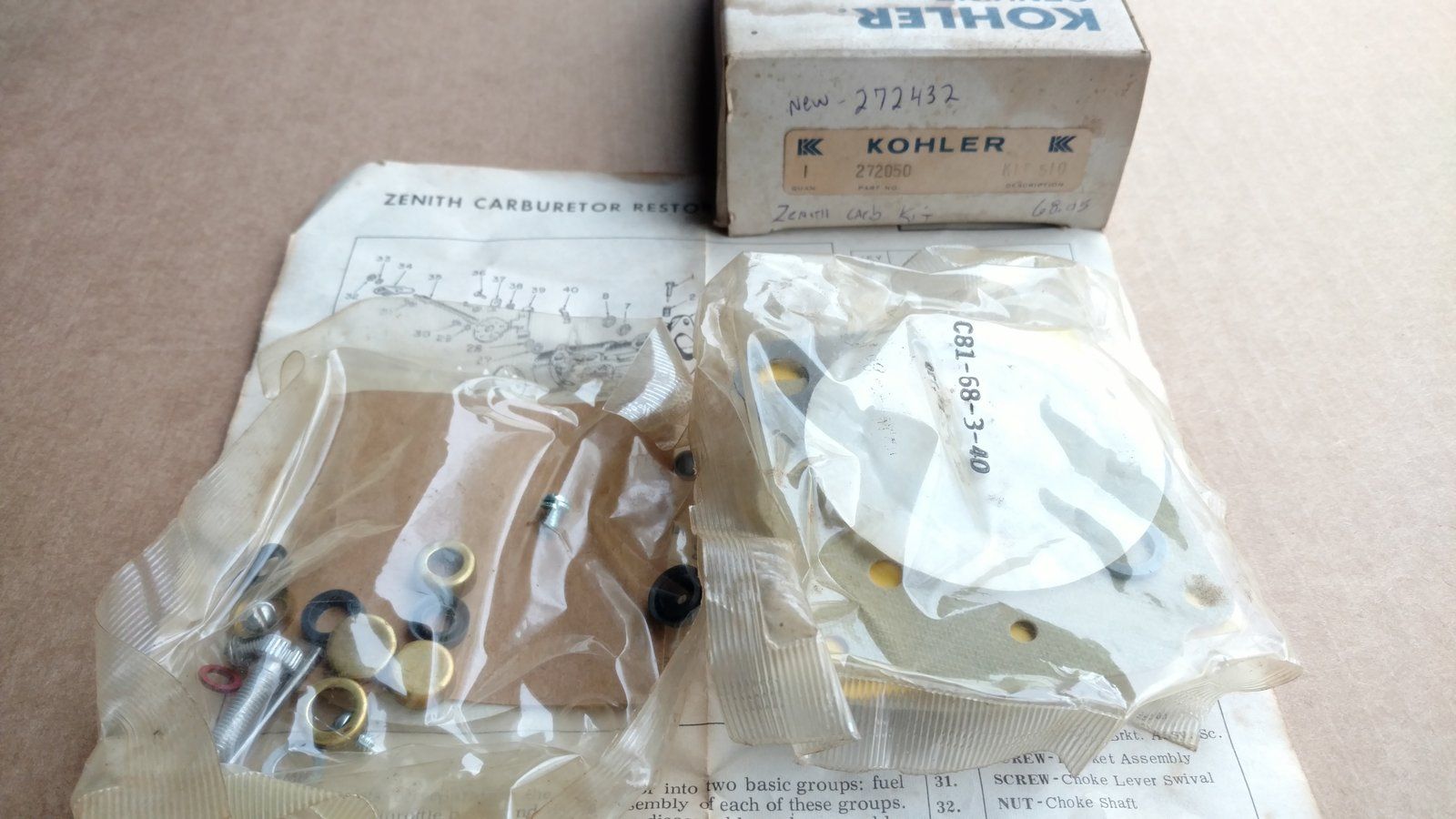 272432 KOHLER CARB KIT - Ingersoll/Case Tractor Part