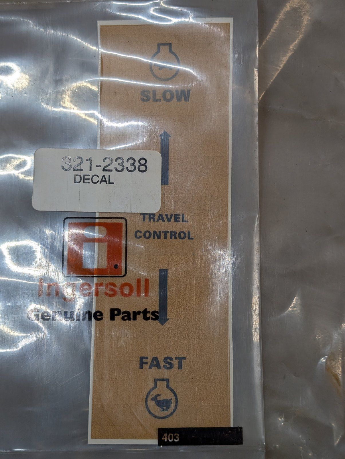321-2338 DECAL TRAVEL CONTROL - Ingersoll/Case Tractor Part