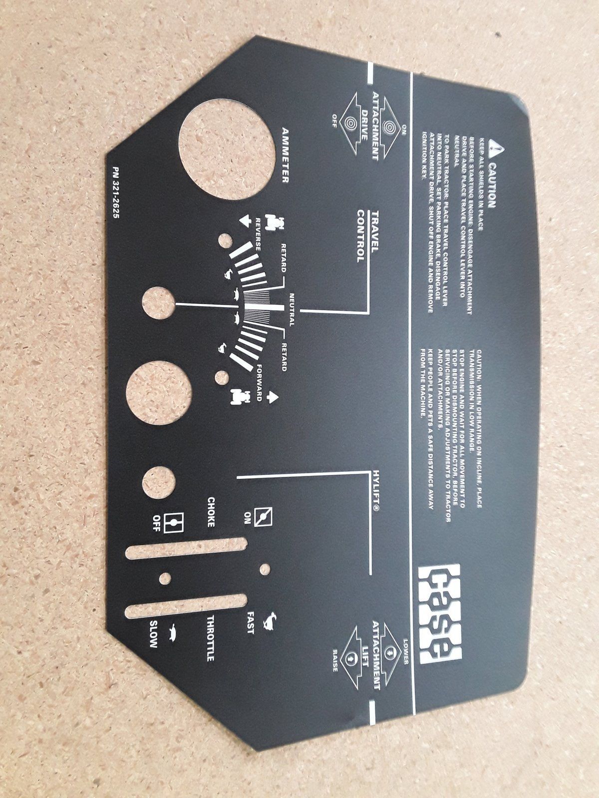 321-2625 DECAL-INSTRUMENT PAN 446 - Ingersoll/Case Tractor Part