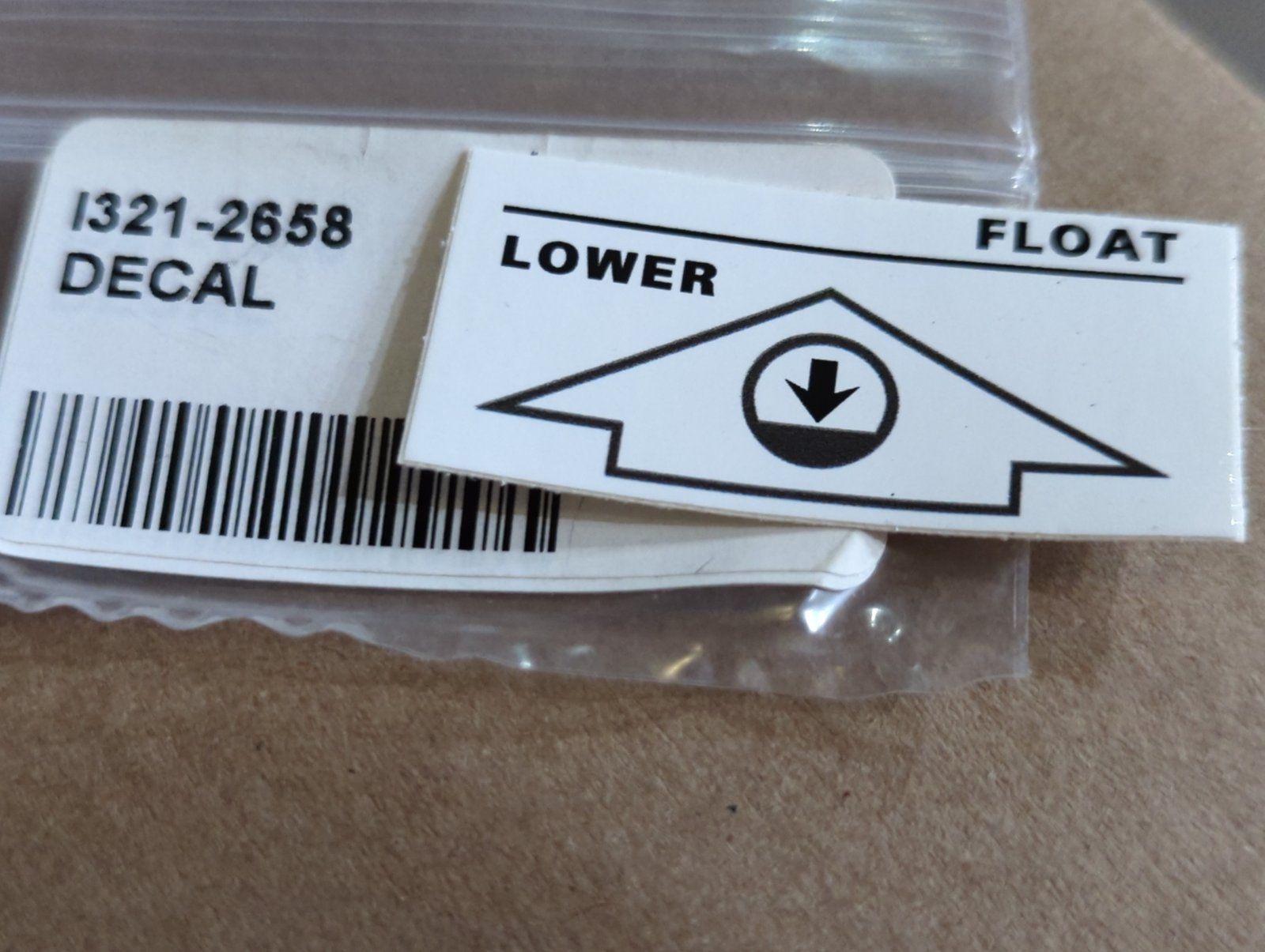 321-2658 DECAL LOWER FLOAT - Ingersoll/Case Tractor Part