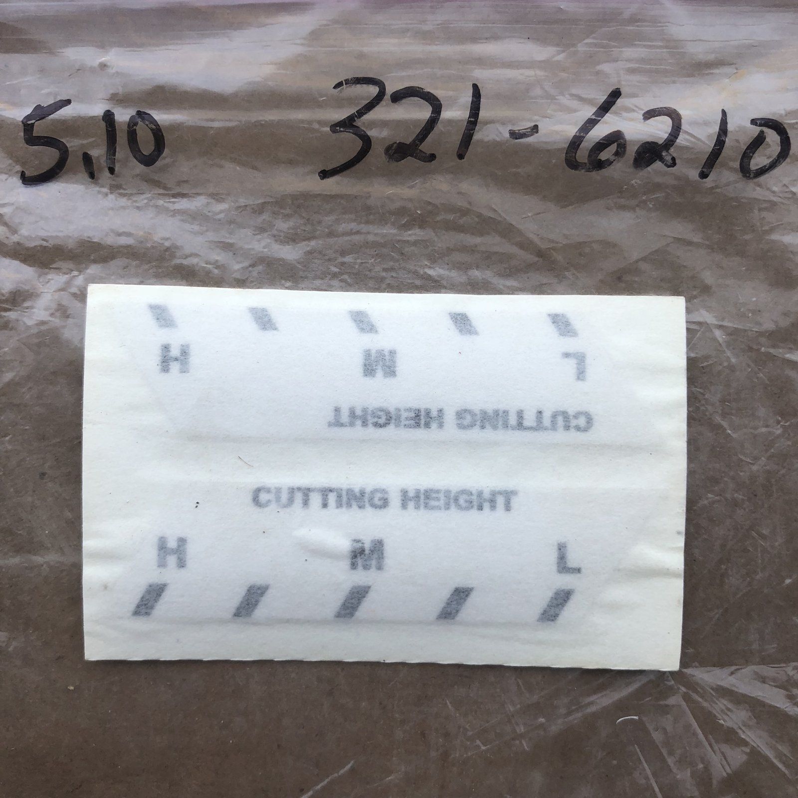 321-6210 DECAL - CUTTING HEIGHT - Ingersoll/Case Tractor Part