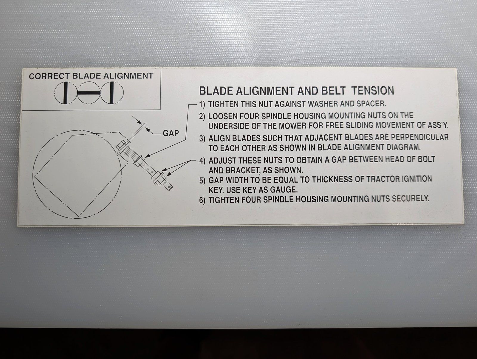 321-6236 DECAL SPINDLE DRIVE BELT - Ingersoll/Case Tractor Part