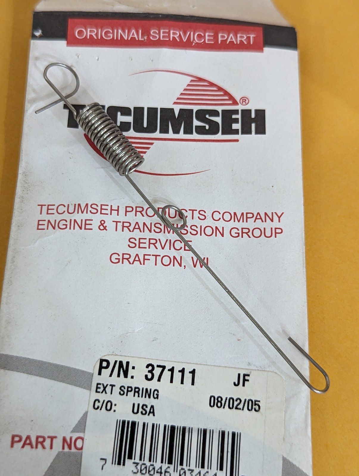 37111 TECUMSEH SPRING - Ingersoll/Case Tractor Part