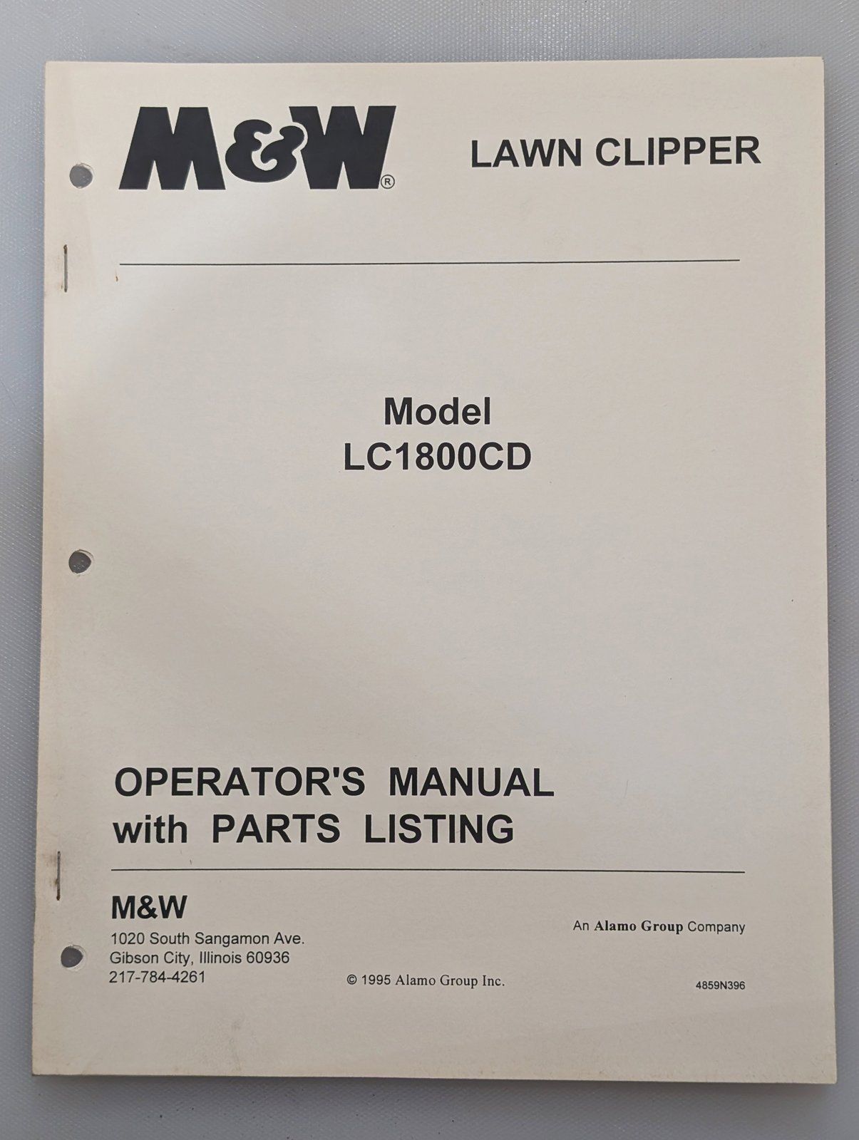 4859N396 OM PC M&W LAWN CLIPPER LC1800CD - Ingersoll/Case Tractor Part