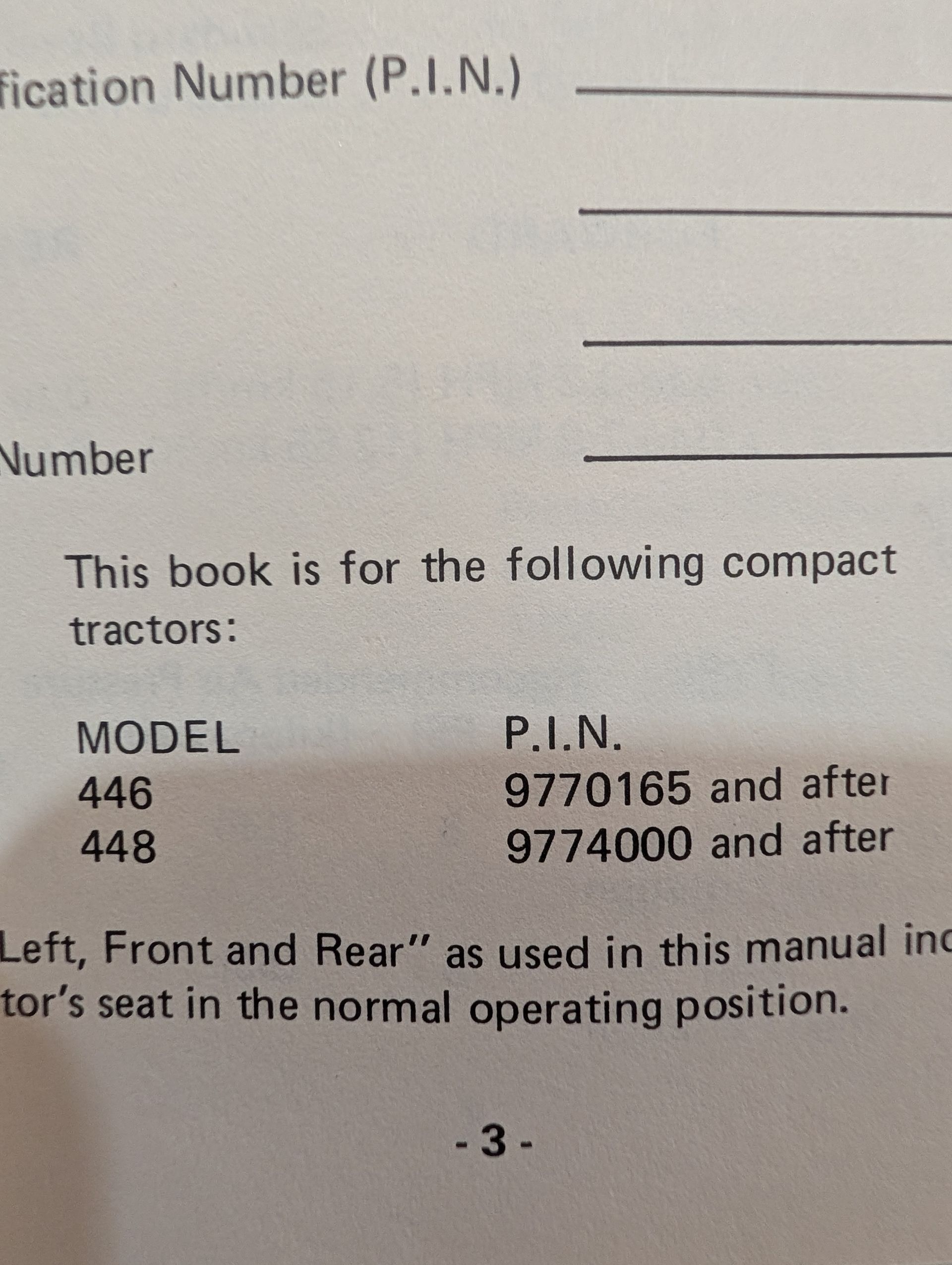 9-7083 OM: 446 448 TRACTORS