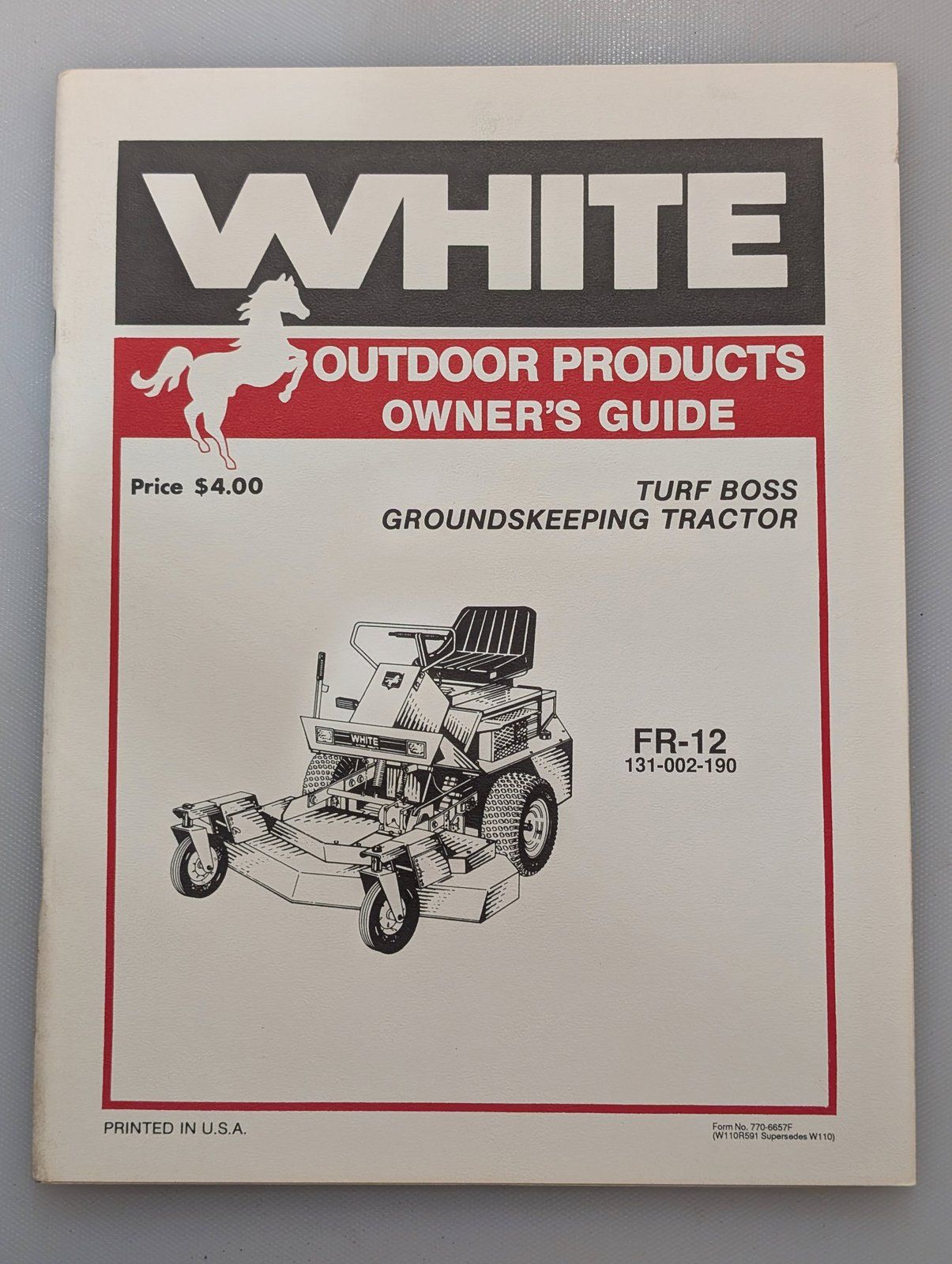 770-6657F WHITE OM PC TURF BOSS FR-12 GROUNDSKEEPING 131-002-190 - Ingersoll/Case Tractor Part