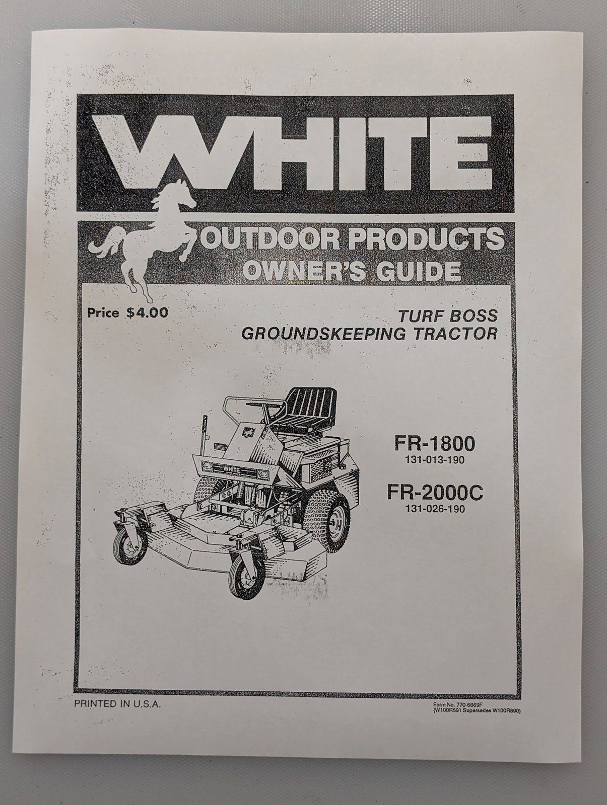 770-6669F OM PC WHITE FR-1800 FR-2000C - Ingersoll/Case Tractor Part