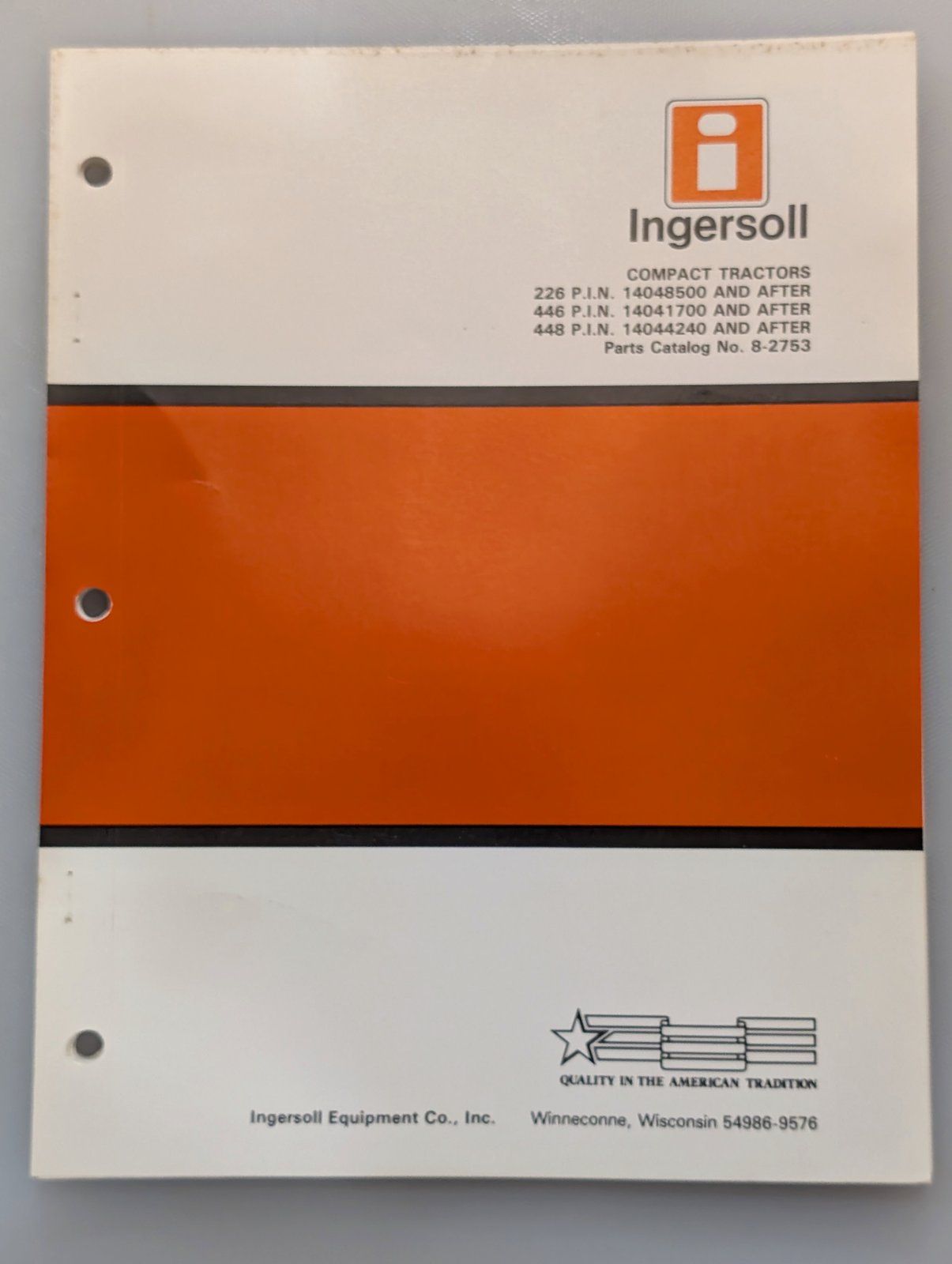 8-2753 PC 226 446 448 PIN & AFTER - Ingersoll/Case Tractor Part