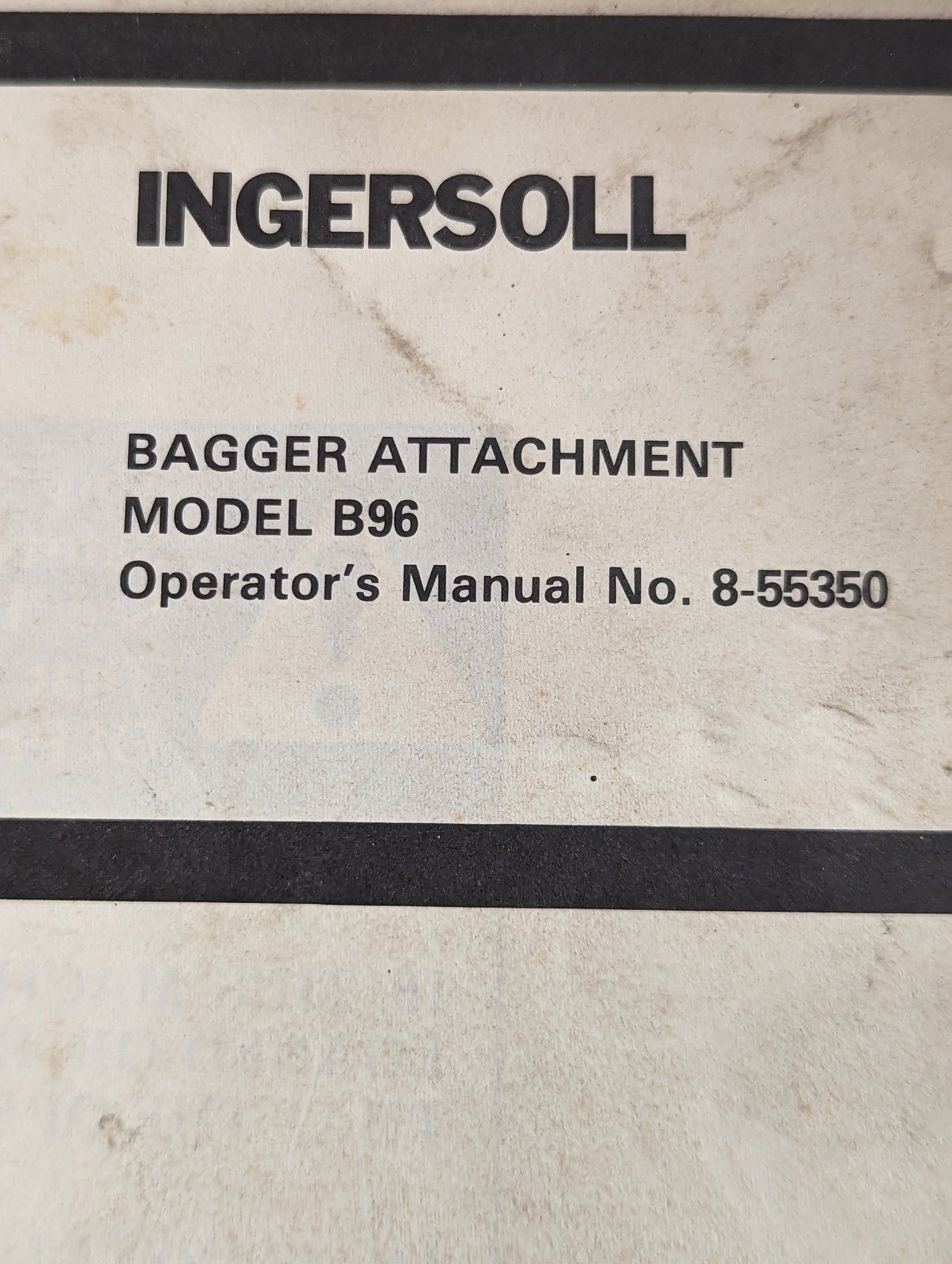 8-55350 OM: BAGGER ATTACHMENT MODEL B96 - Ingersoll/Case Tractor Part