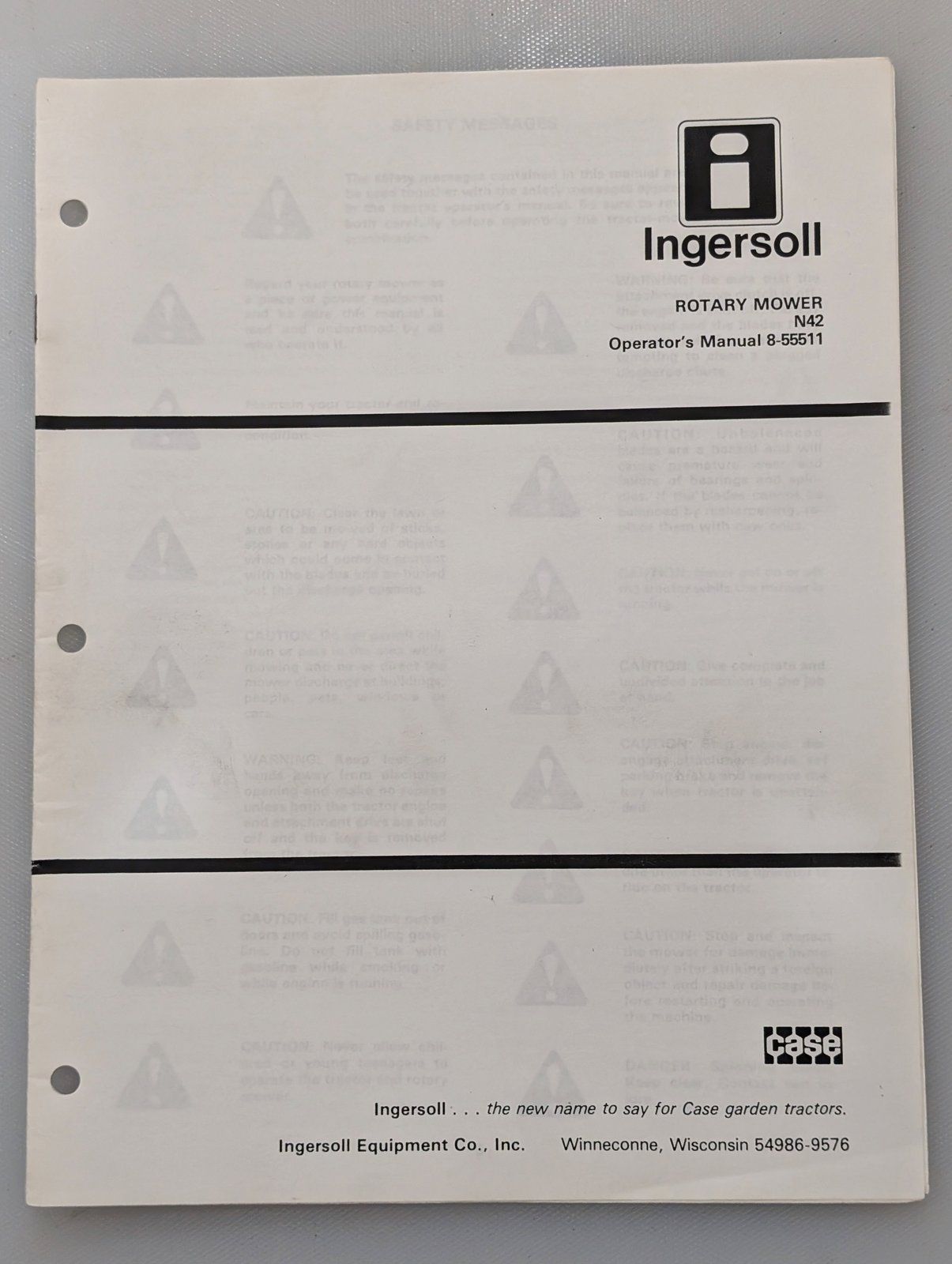 8-55511 OM N42 ROTARY MOWER - Ingersoll/Case Tractor Part