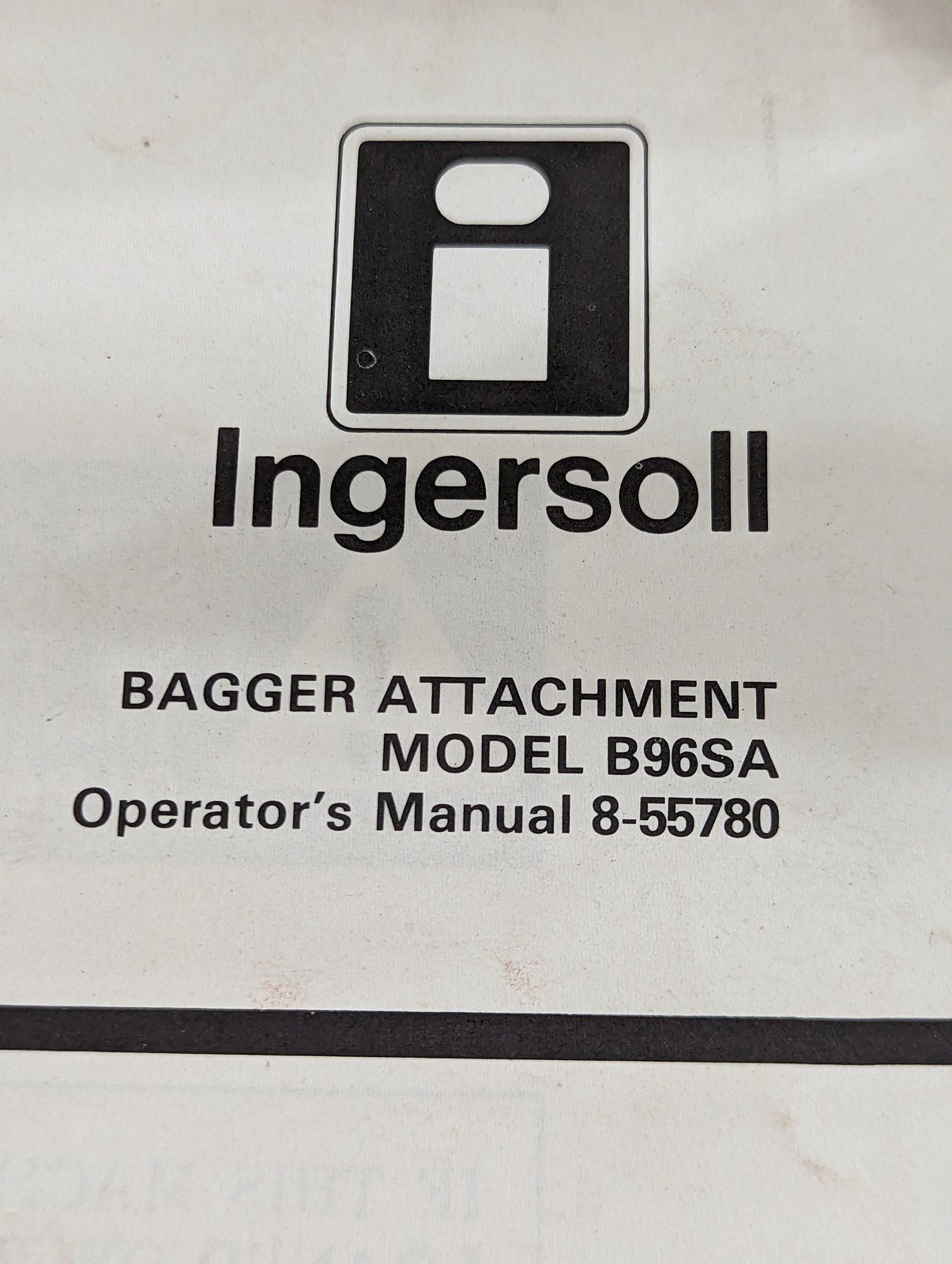 8-55780 OM: BAGGER ATTACHMENT MODEL B96SA - Ingersoll/Case Tractor Part