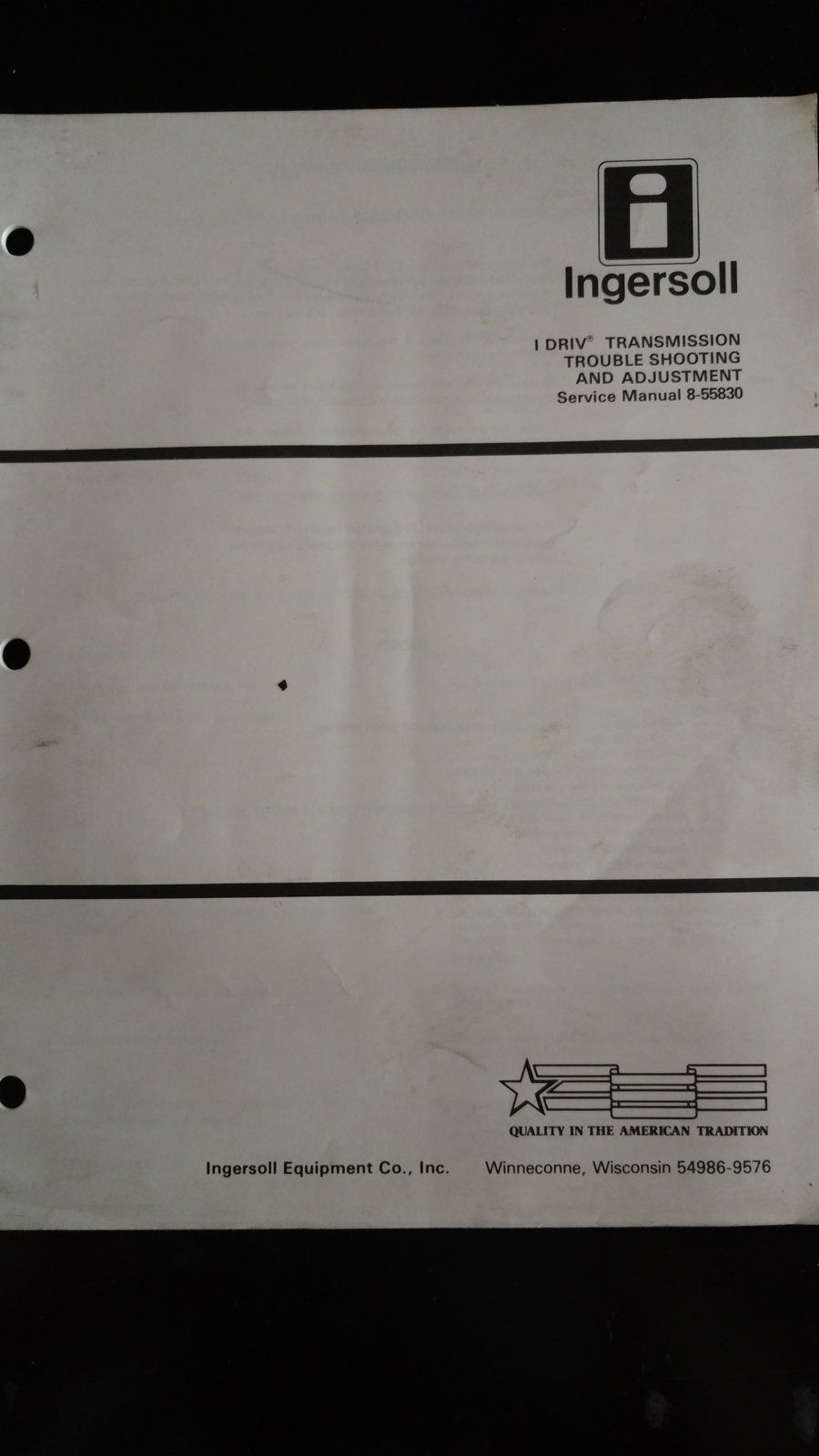 8-55830 SM IDRIV TROUBLE SHOOTING AND ADJUSTMENT - Ingersoll/Case Tractor Part