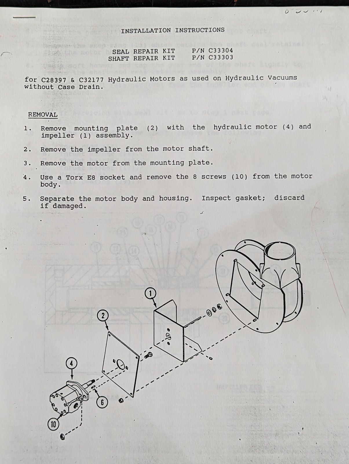 8-55911 SEAL SHAFT REPAIR KIT INSTRUCTIONS C33304 C33303 - Ingersoll/Case Tractor Part