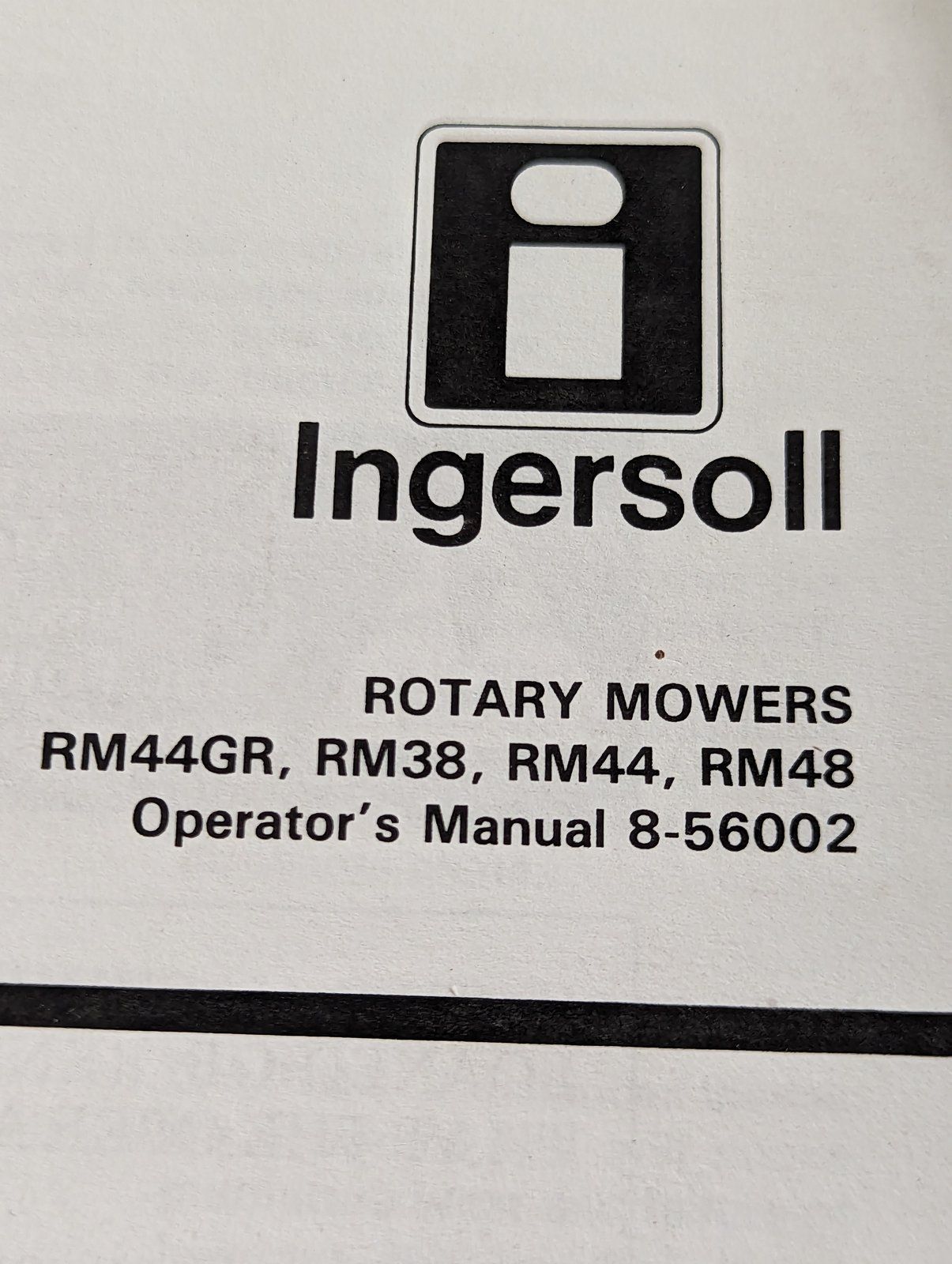 8-56002 OM RM38 RM44 RM44GR RM48 MOWER - Ingersoll/Case Tractor Part