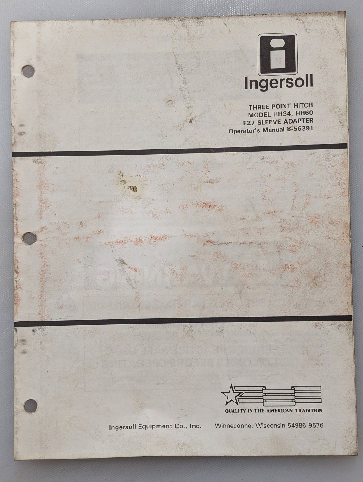 8-56391 OM HH34 HH60 F27 THREE POINT HITCH SLEEVE ADAPTER - Ingersoll/Case Tractor Part
