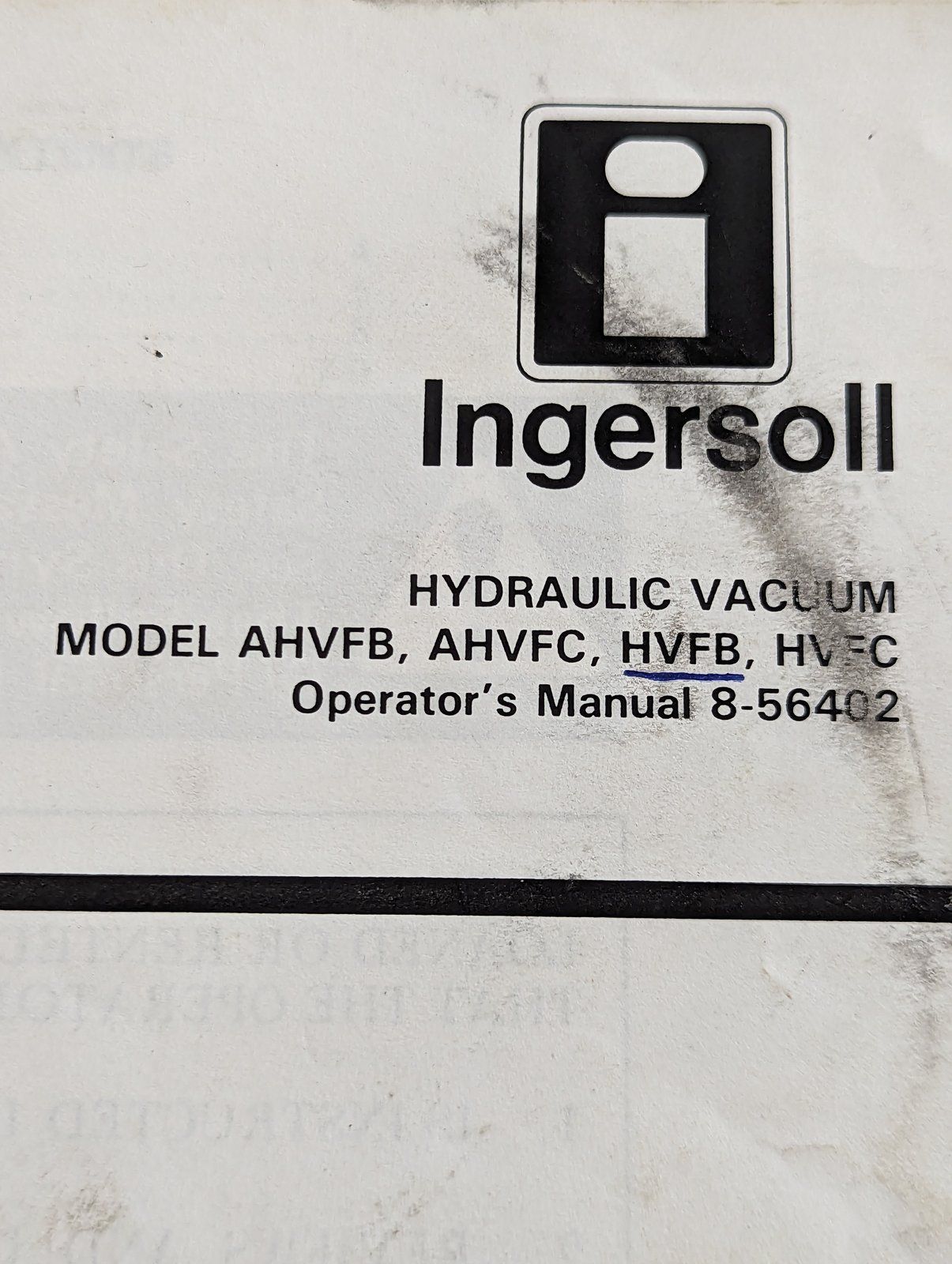 8-56402 OM HVFB HVFC AHVFB AHVFC - Ingersoll/Case Tractor Part