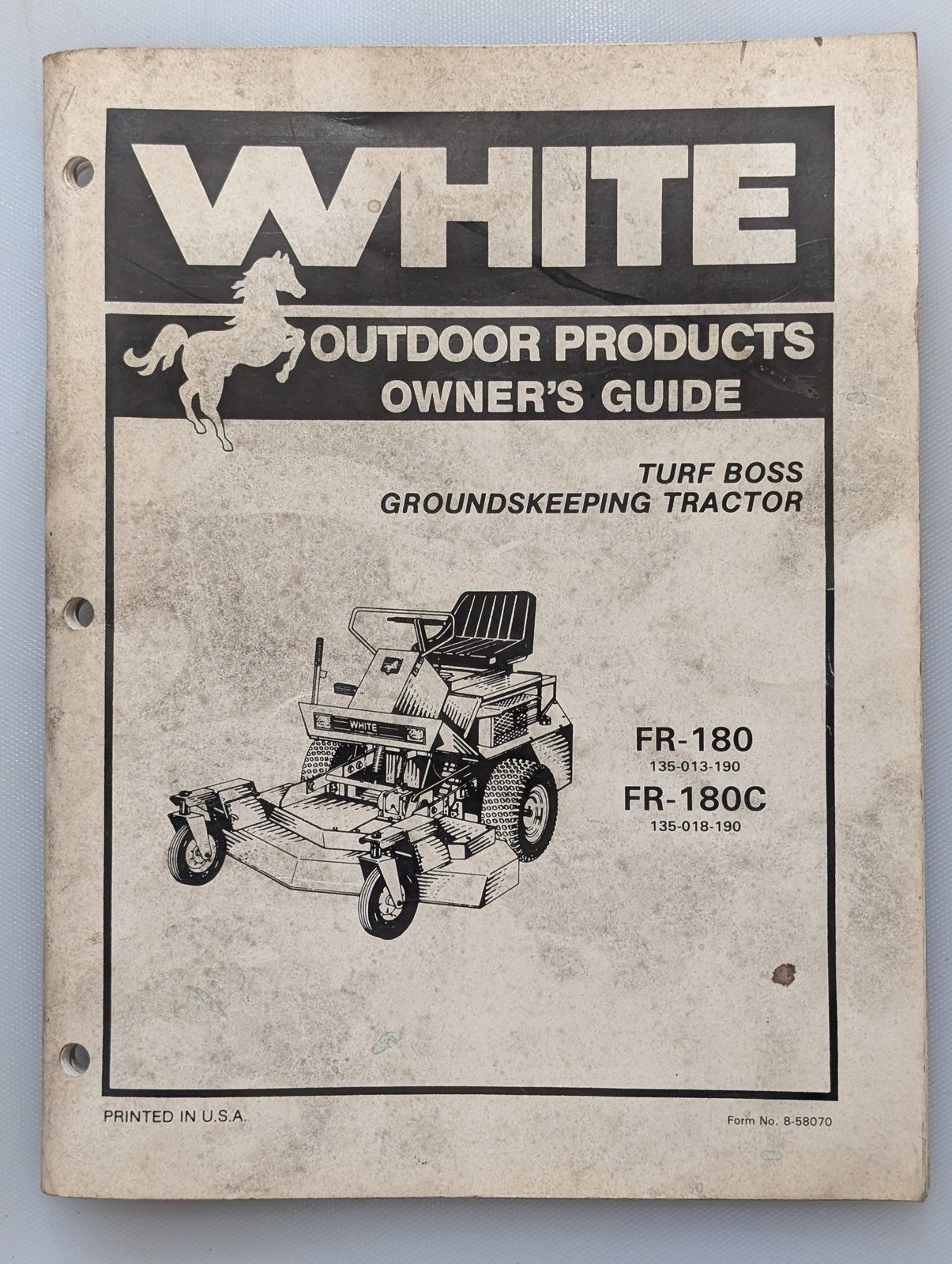 8-58070 OM & PC WHITE FR-180 FR-180C - Ingersoll/Case Tractor Part